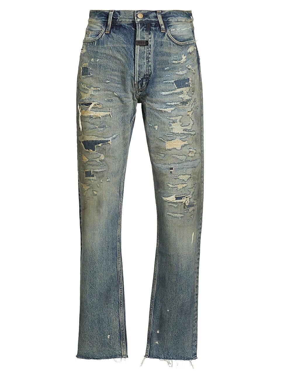 Mens Repaired Straight-Leg Jeans Product Image