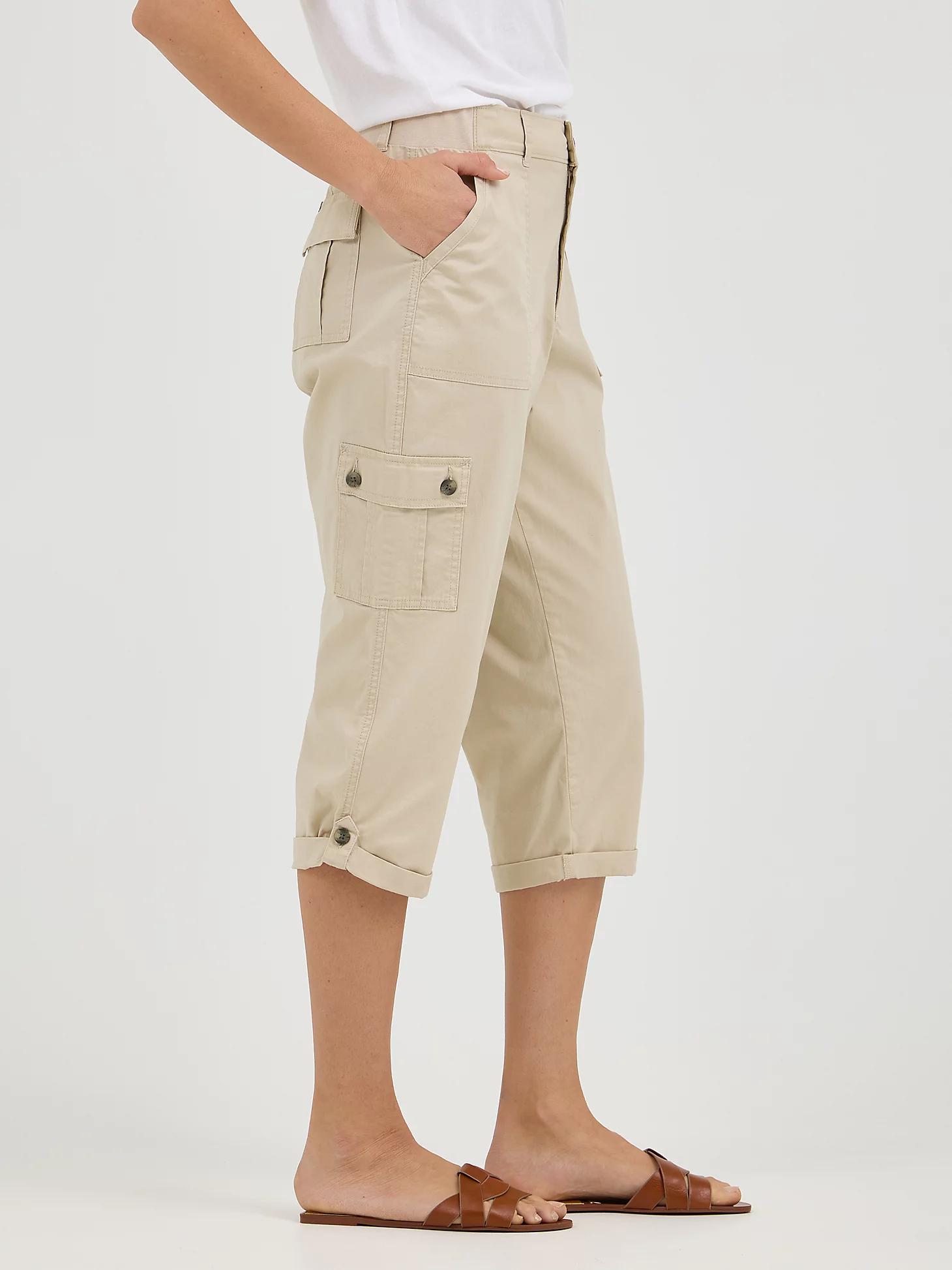 Women's Ultra Lux Comfort with Flex-to-Go Relaxed Fit Cargo Capri | Women's Capris & Crops | Lee® Product Image