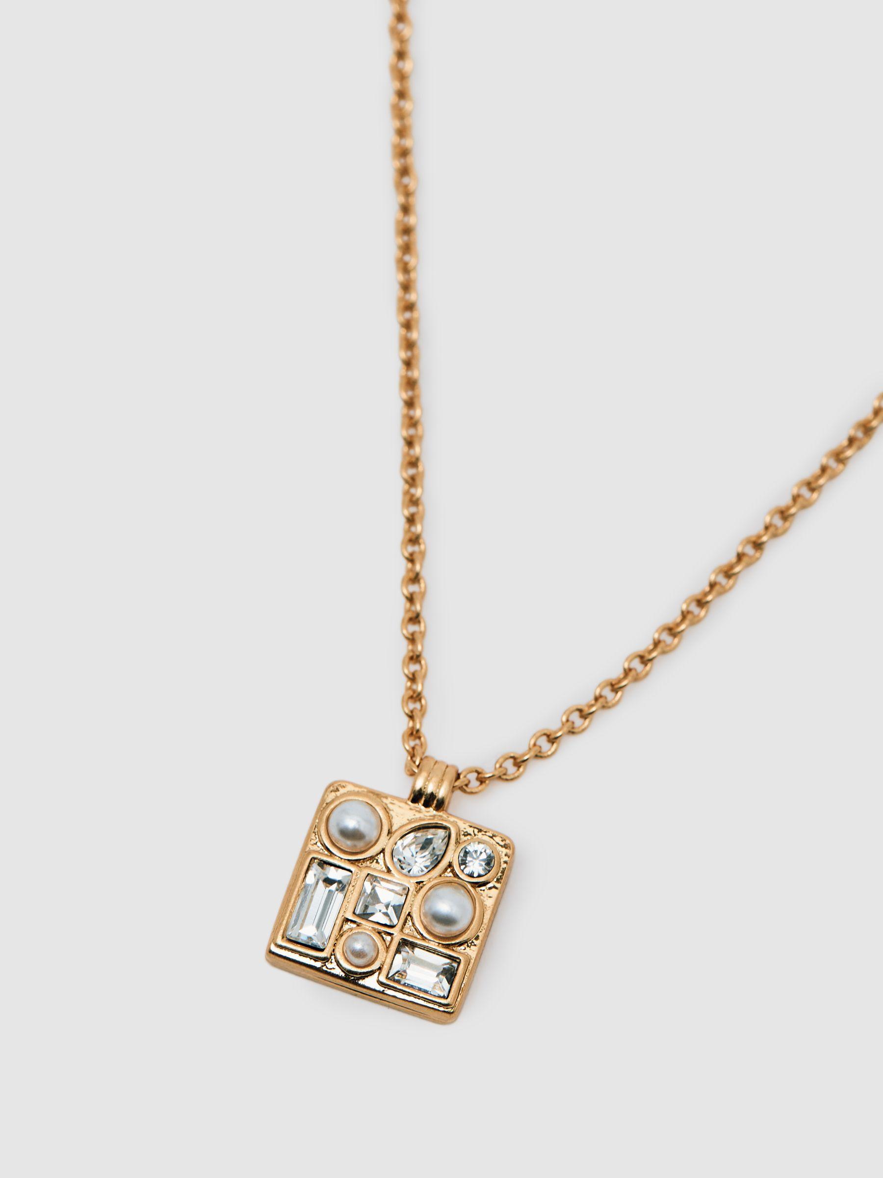 Tone Square Pendant Necklace in Gold Product Image