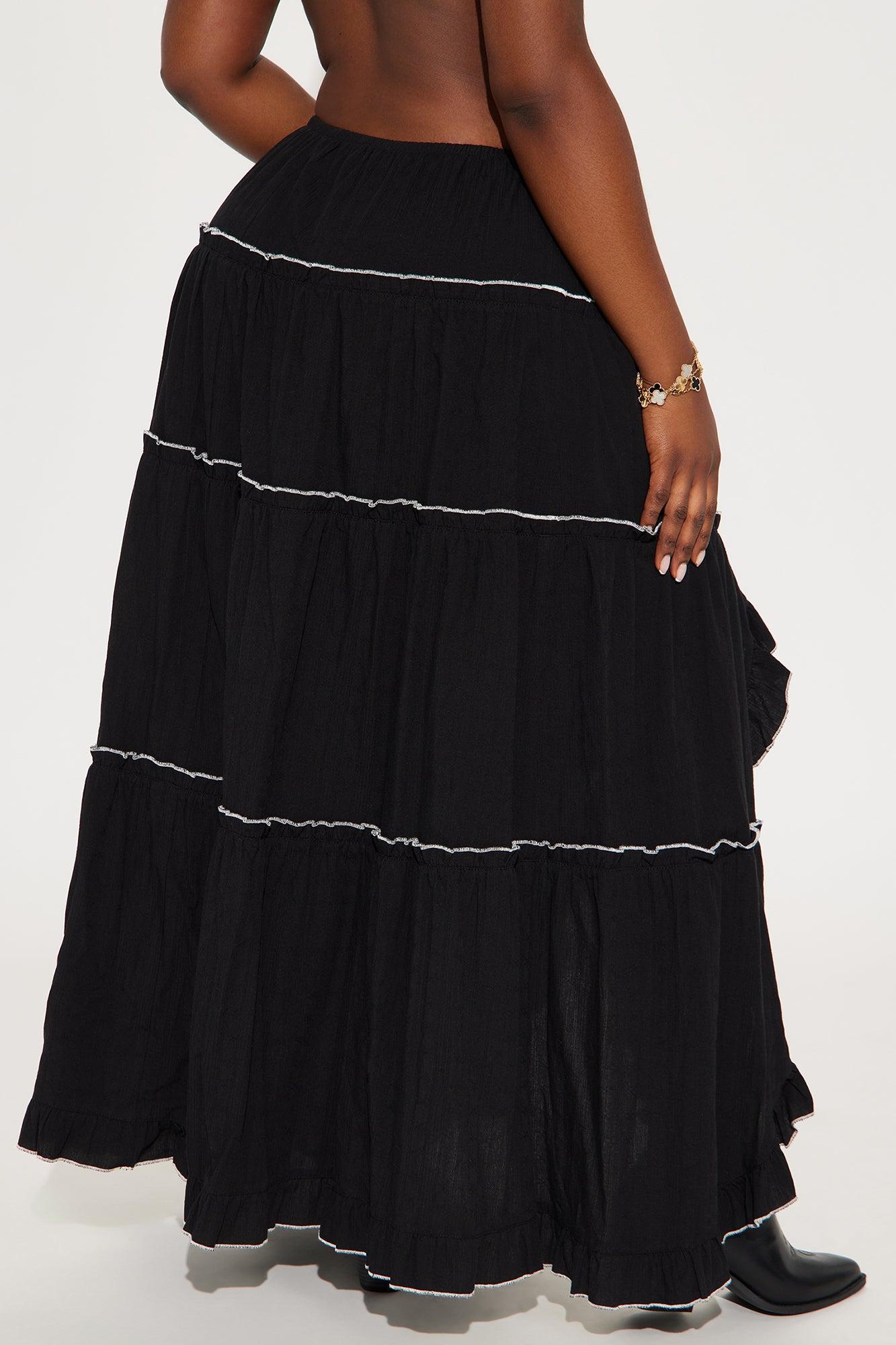 My Love For You Tiered Maxi Skirt - Black/White Product Image