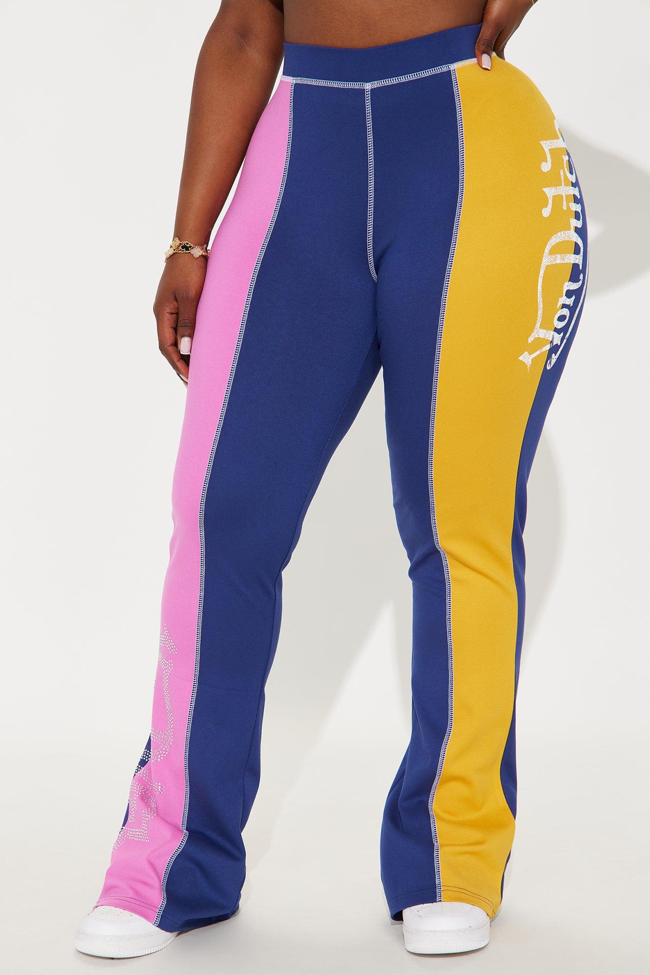 Von Dutch Rhinestone Contrast Flared Pant - Pink/combo Product Image