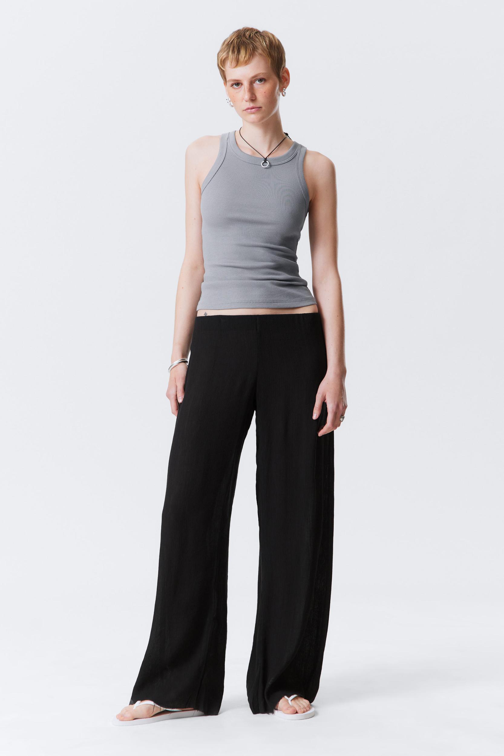Crinkled Low-Rise Wide-Leg Trousers Product Image