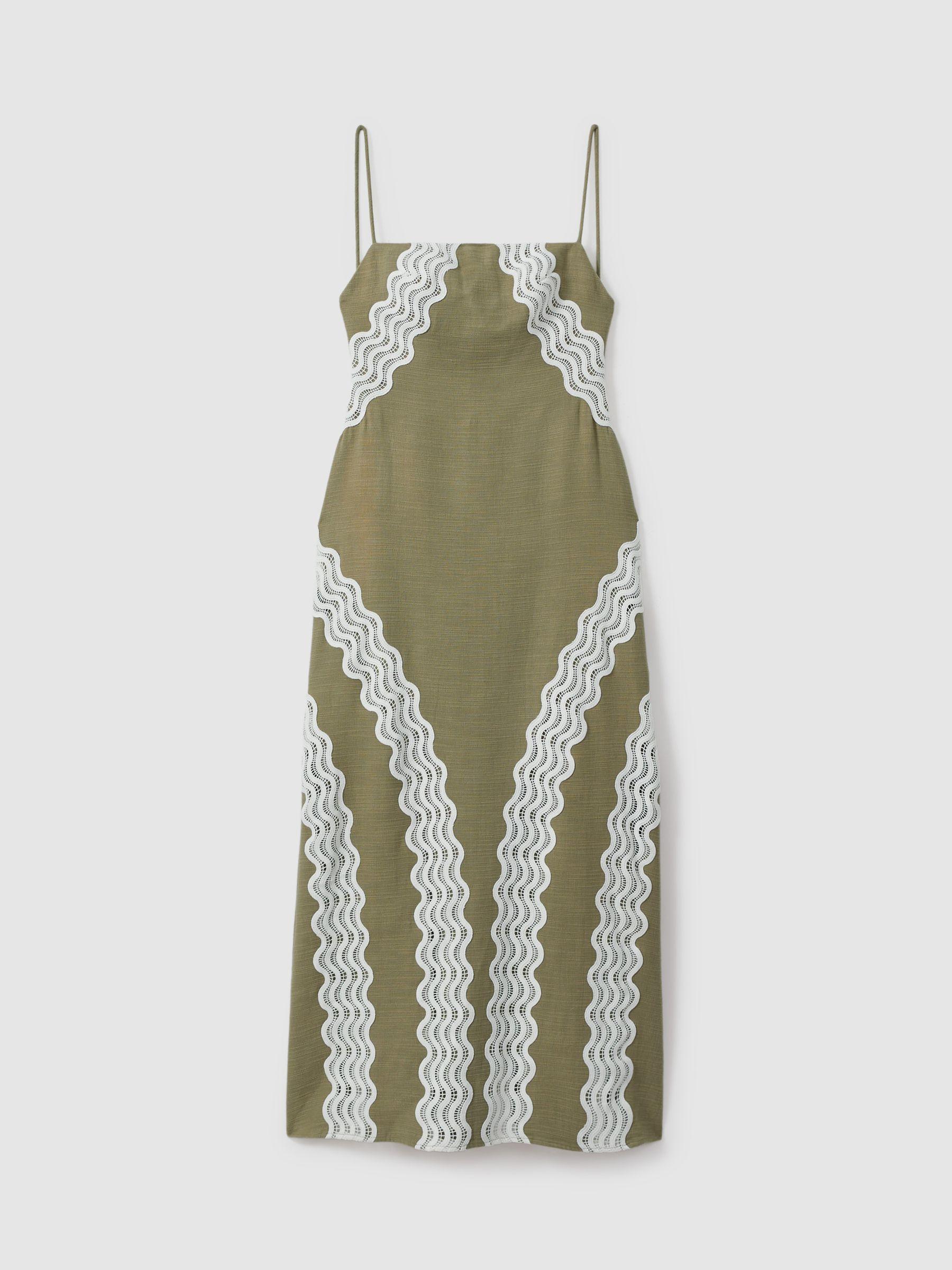 Significant Other Cotton Lace Midi Dress in Khaki Product Image