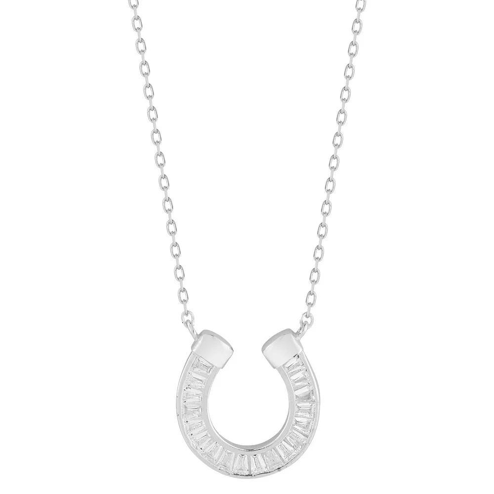 Sunkissed Sterling Cubic Zirconia Horseshoe Pendant Necklace, Women's, Size: 18", Silver Tone Product Image