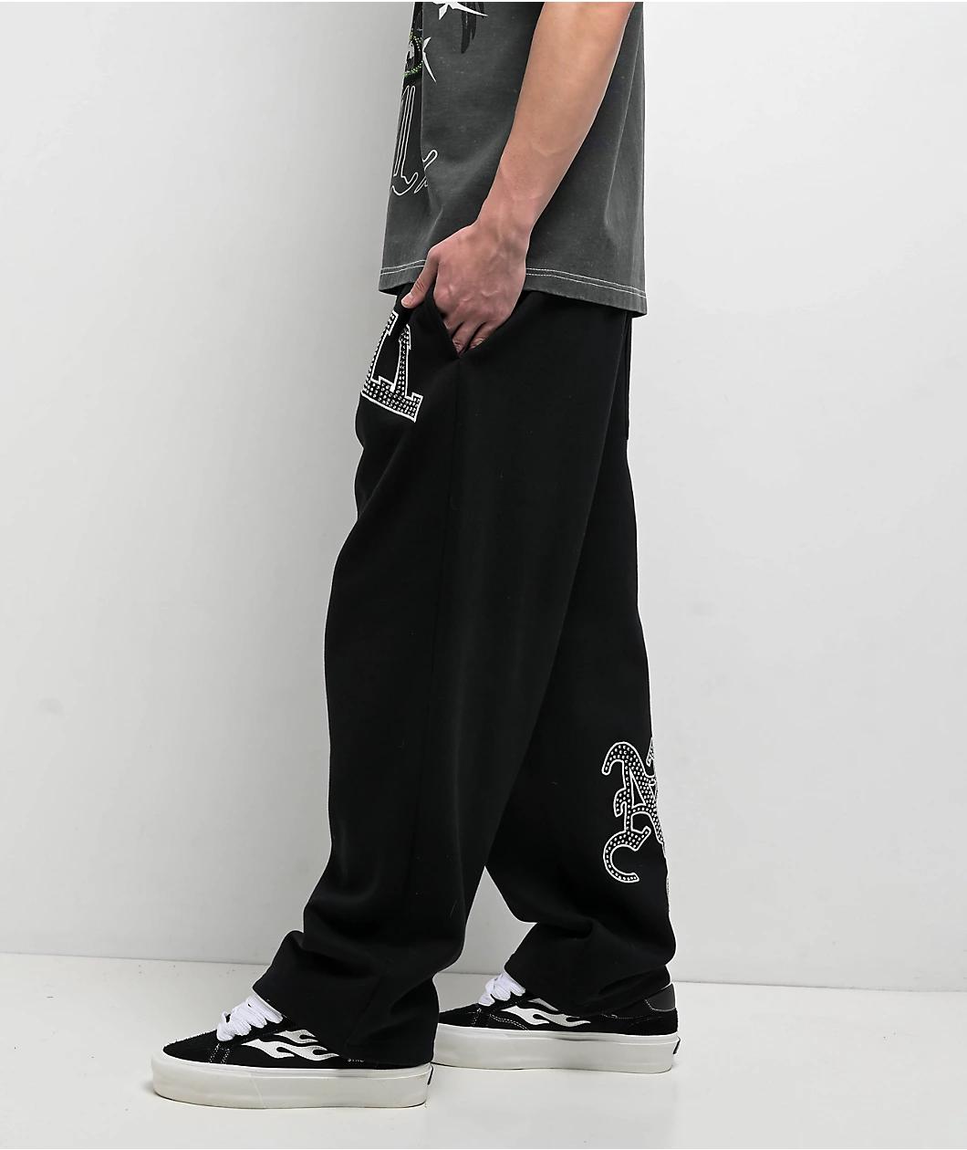 Ninth Hall Rhinestone Black Oversized Sweatpants Product Image