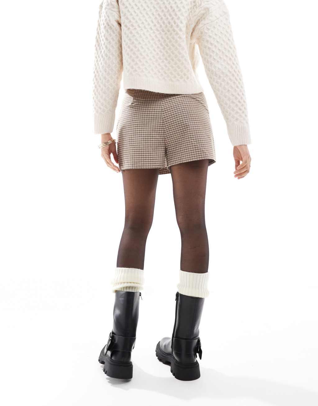 ASOS DESIGN tailored wrap mini skort check Product Image