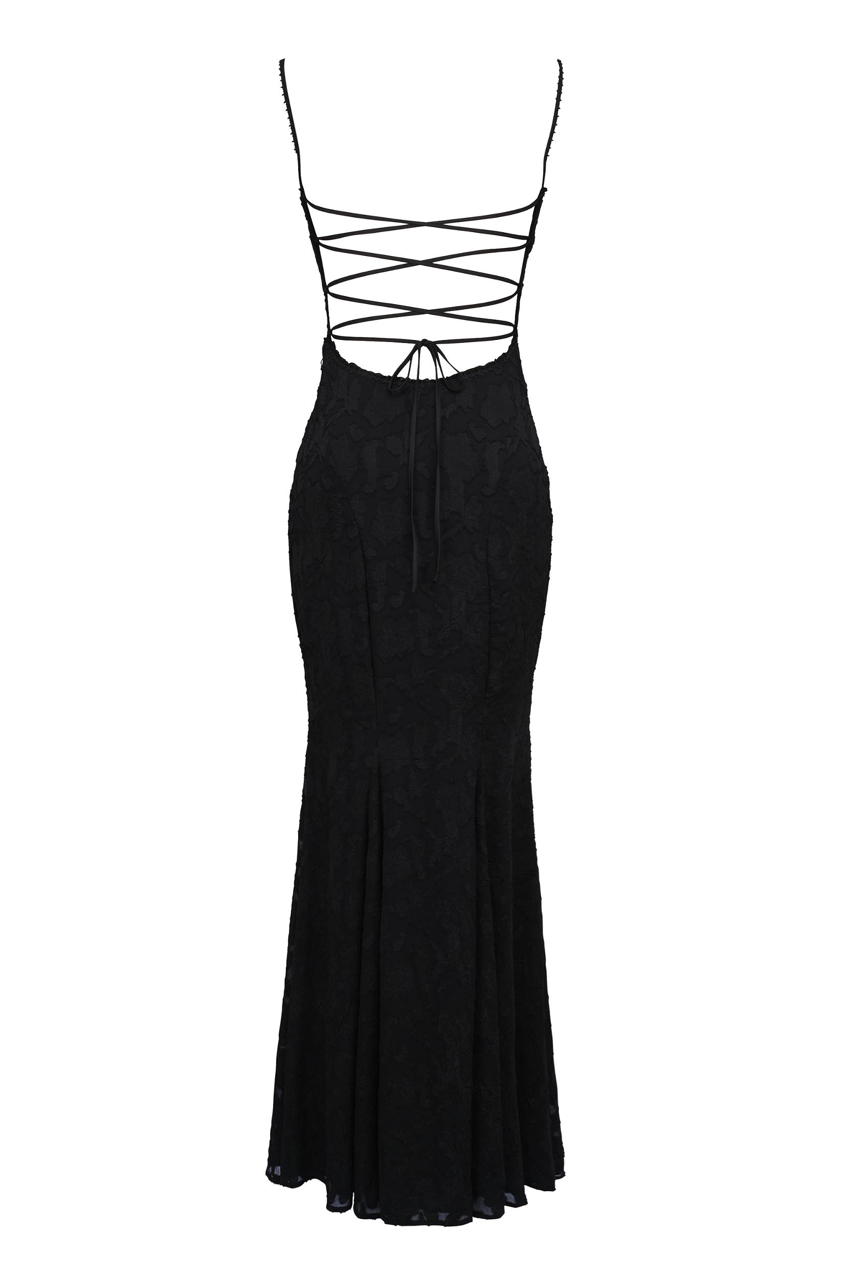 Joan  black lace maxi dress Product Image