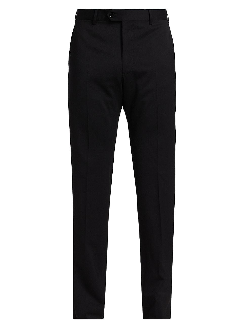 Basic Wool Flat-Front Trousers Product Image