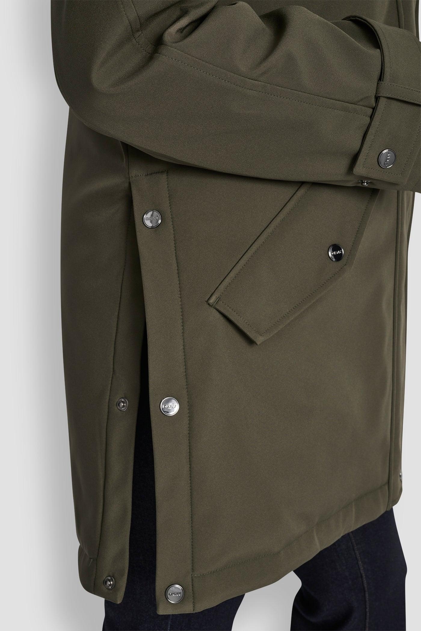 MID LENGTH FLEXTECH COAT WITH FUR HOOD Product Image