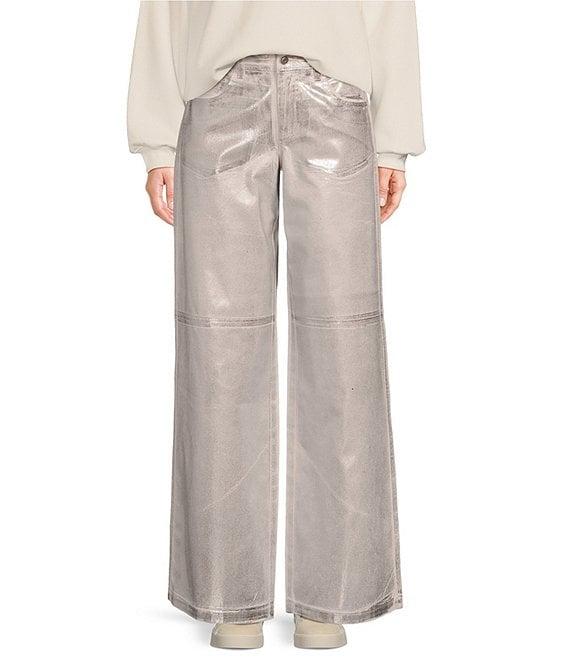 GB Foiled Coated Straight Leg Pants Product Image