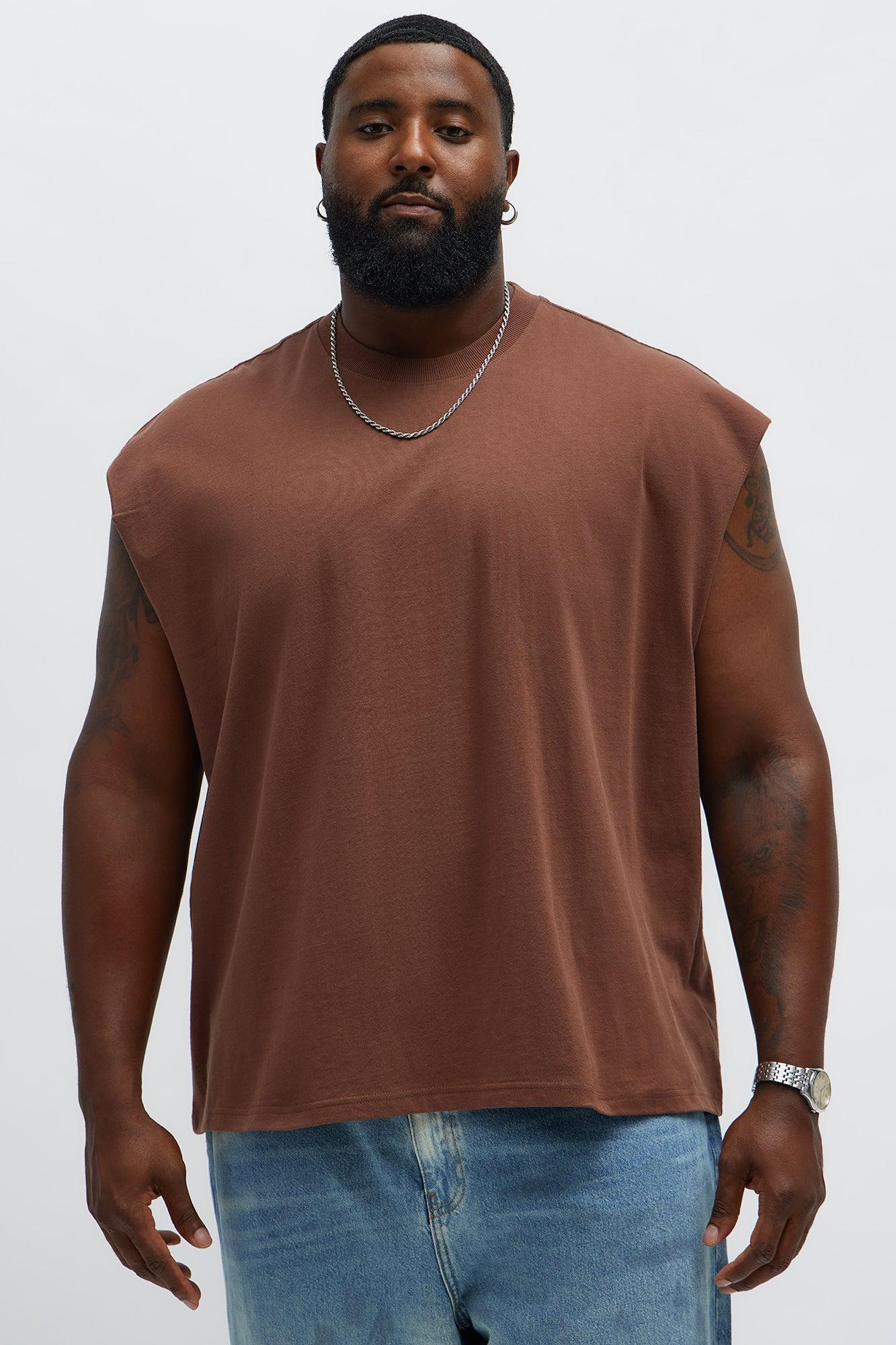 Relaxed Heavyweight Muscle Tee - Brown Male Product Image