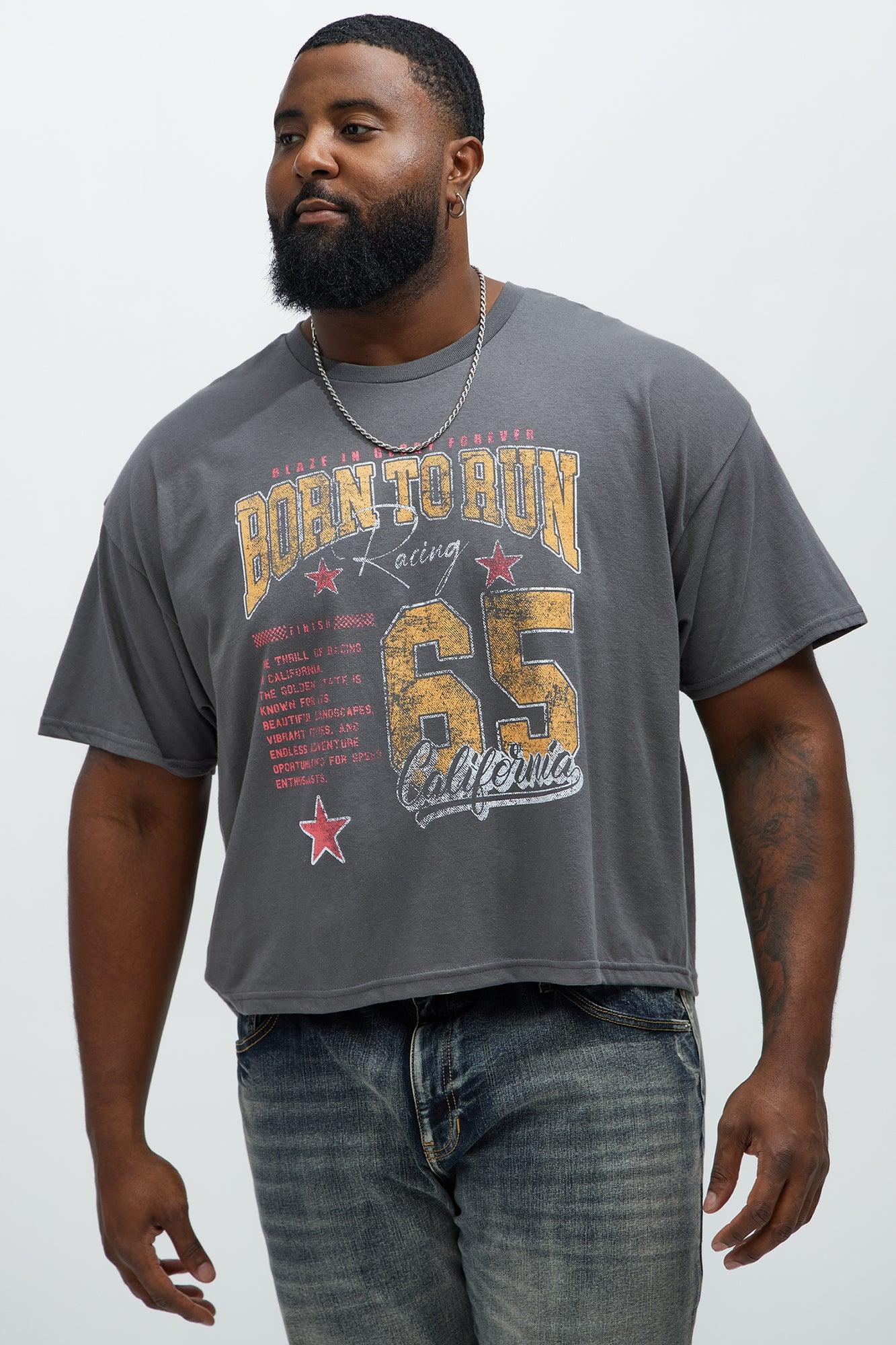 Born To Run Short Sleeve Cropped Tee - Charcoal Product Image