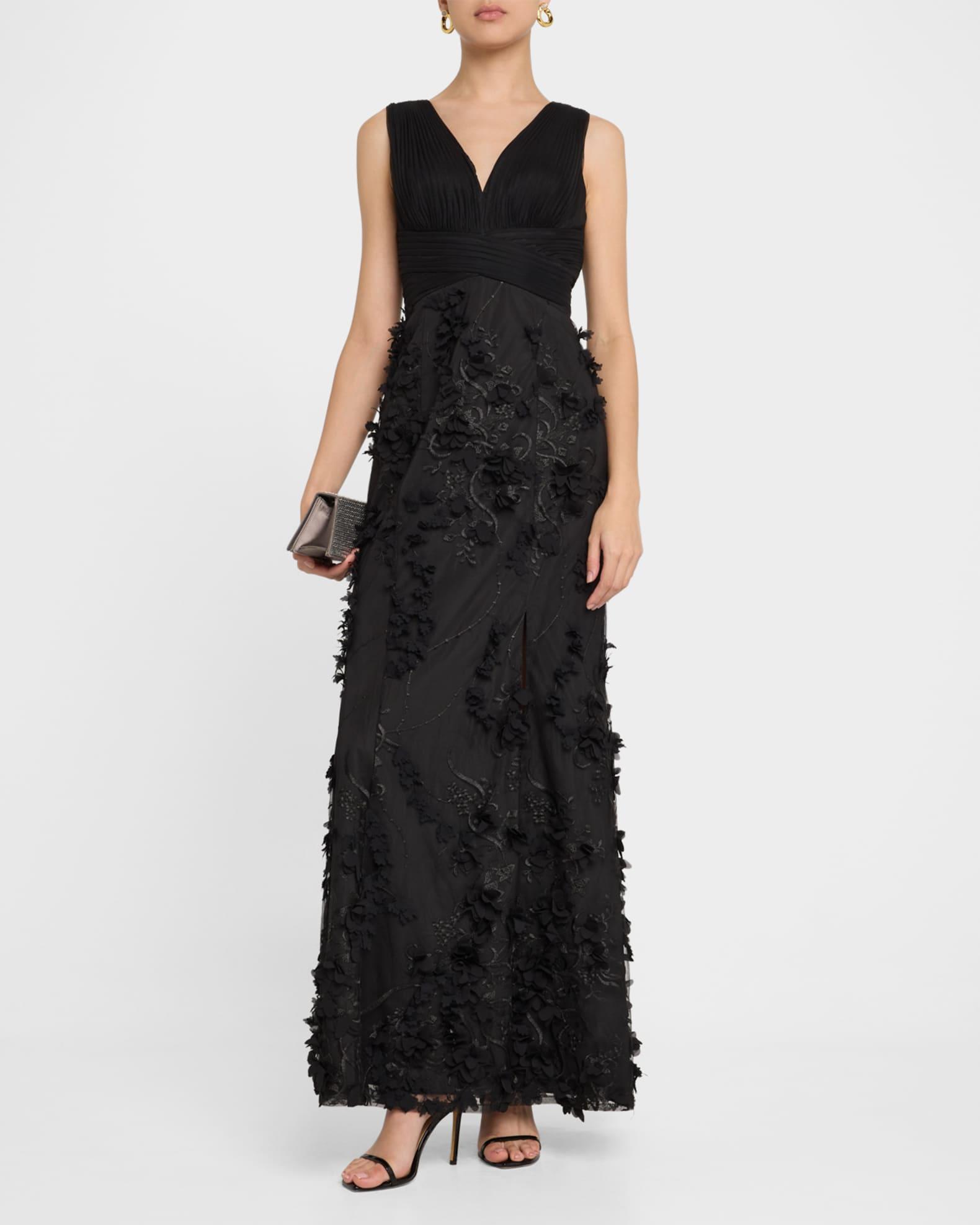 Embroidered Floral Applique Gown Product Image