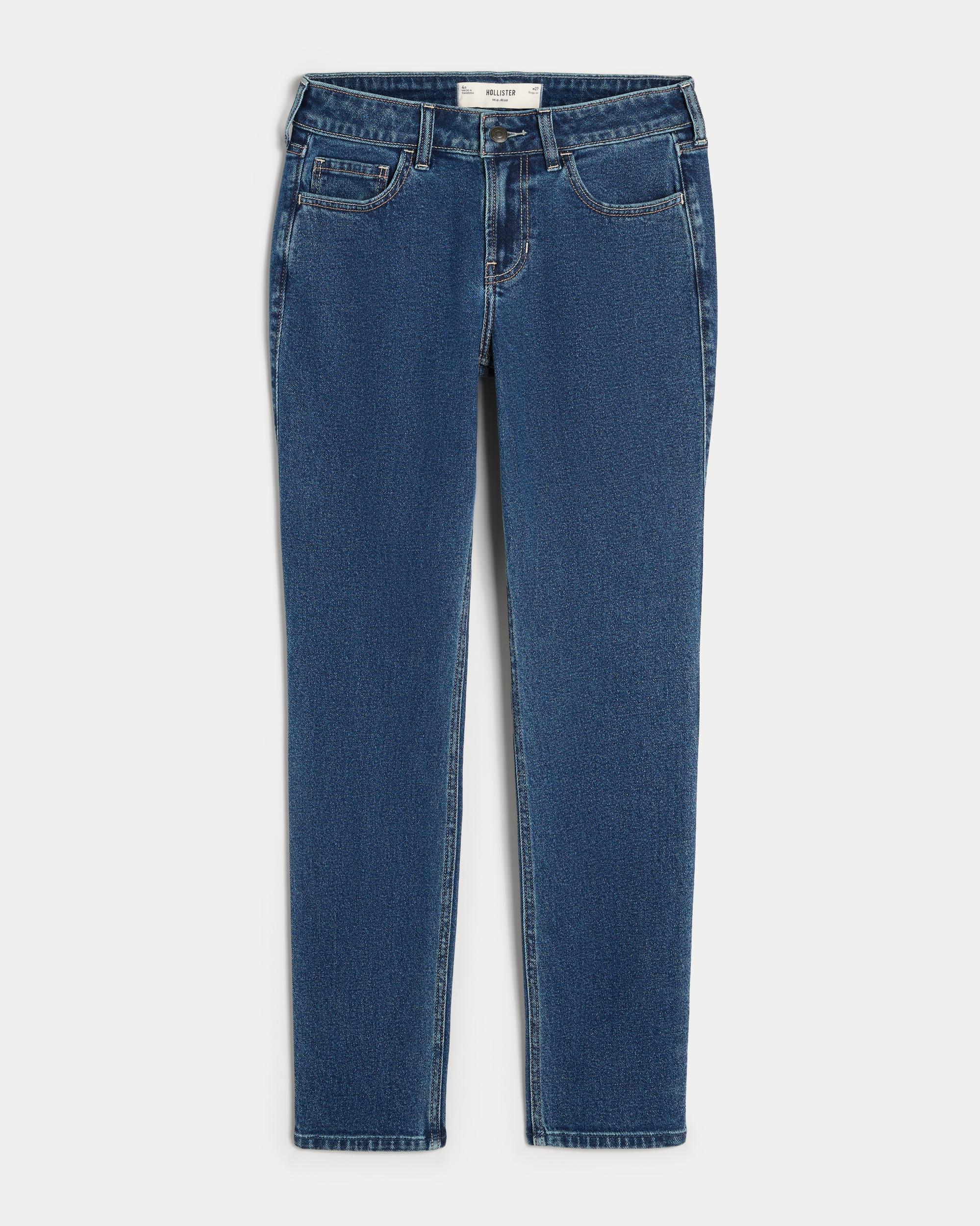 Mid-Rise Medium Wash Skinny Jeans Product Image