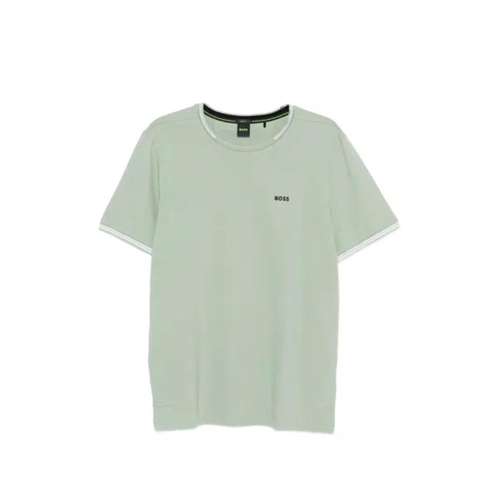 HUGO BOSS Short-sleeved Ribbed T-shirt In Green Product Image