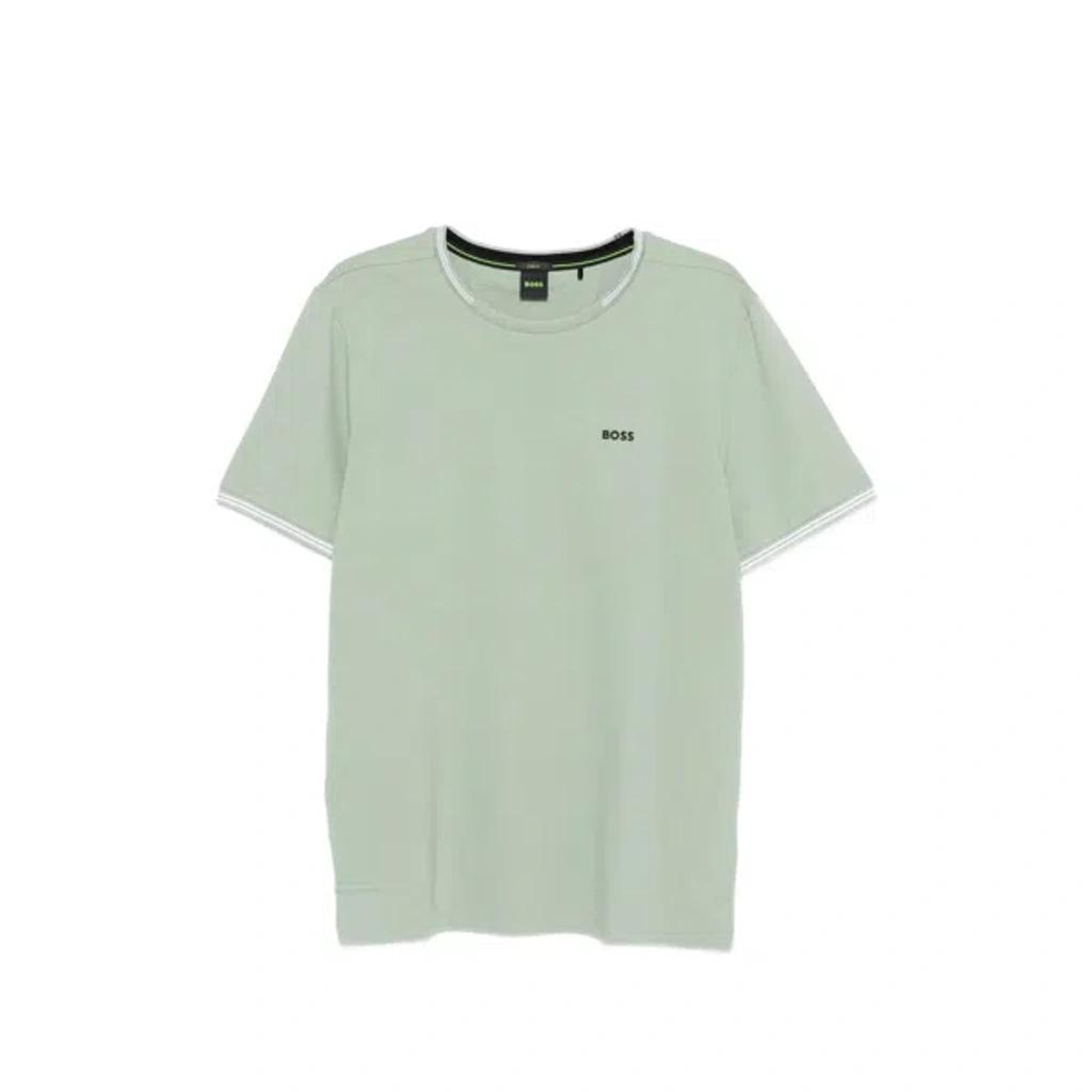 HUGO BOSS Short-sleeved Ribbed T-shirt In Green Product Image