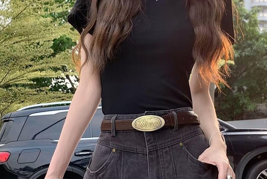 High Rise Denim Mini Pleated Skirt Product Image