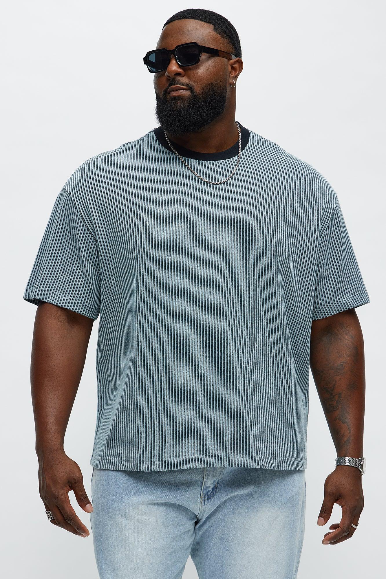 Relaxed Success Magnet Knitted Crewneck Tee - Blue/combo Product Image