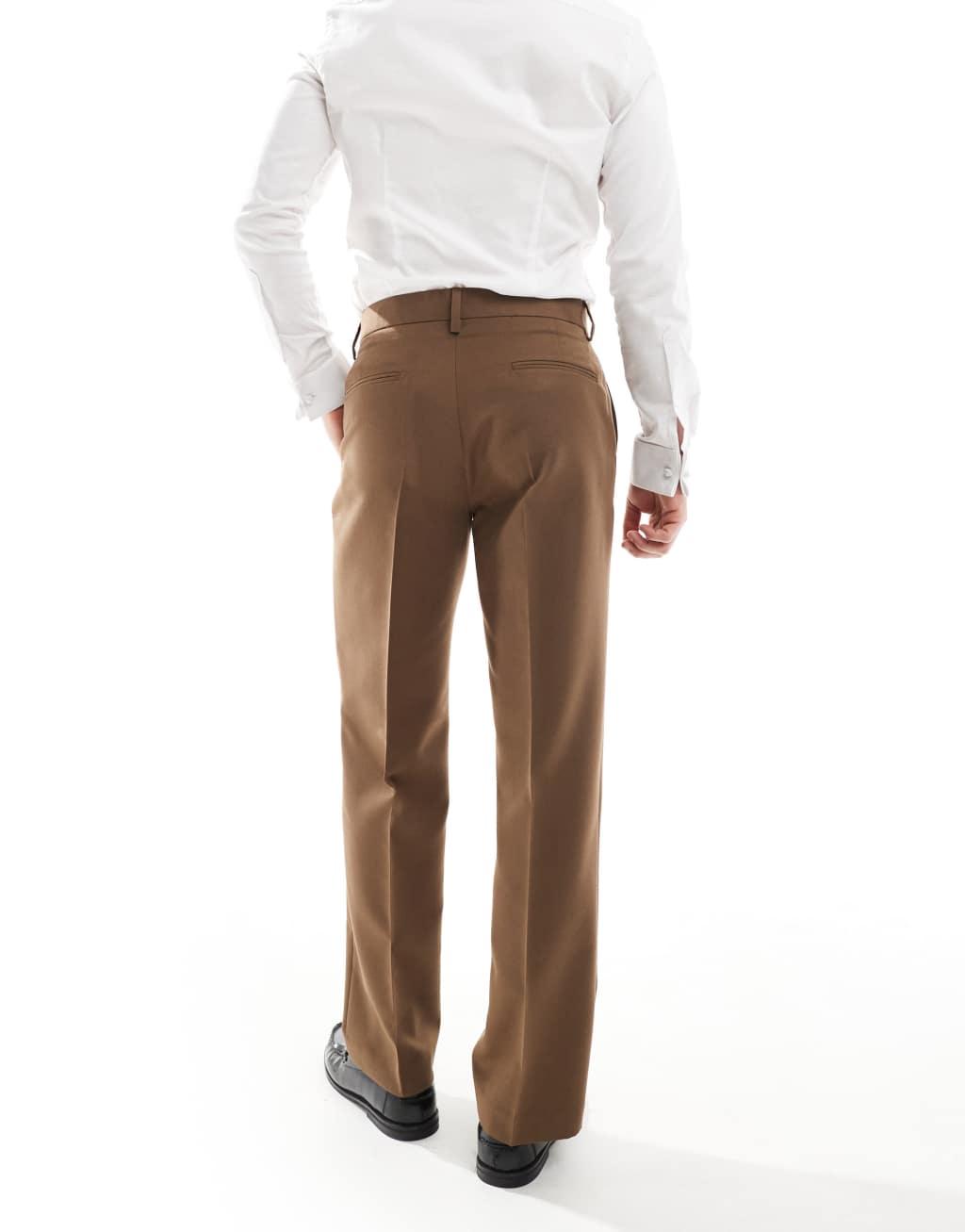 ASOS DESIGN smart straight leg pants in brown Product Image