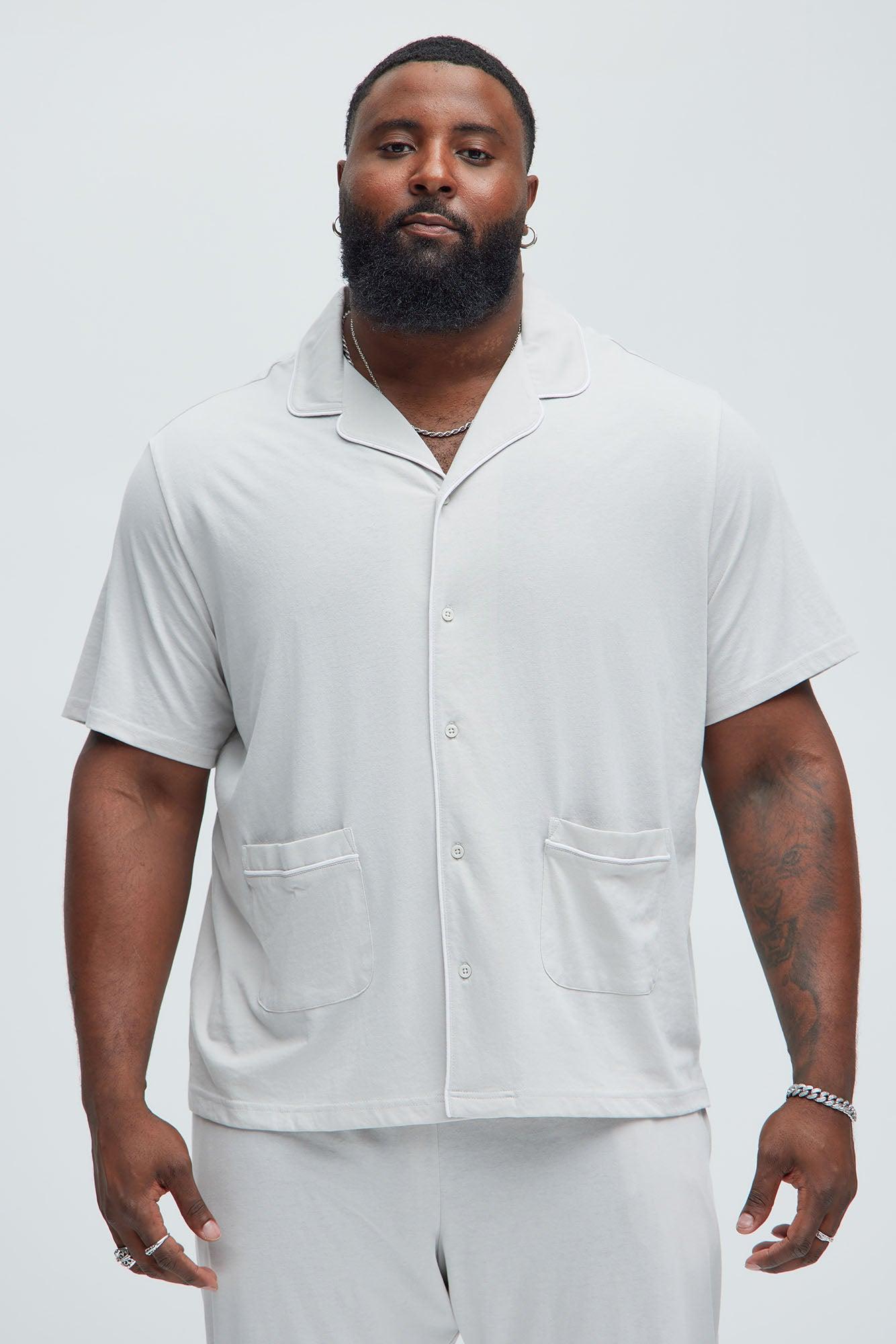 Modern Relaxed Pajama Short Sleeve - Grey Product Image