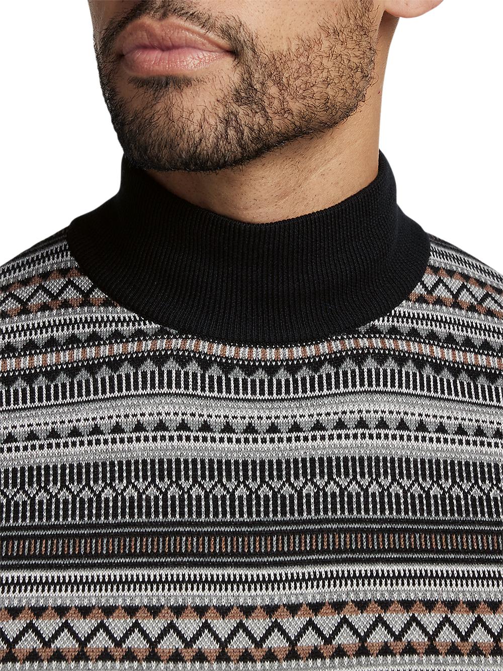 Cotton Mock Neck Sweater - Black Product Image