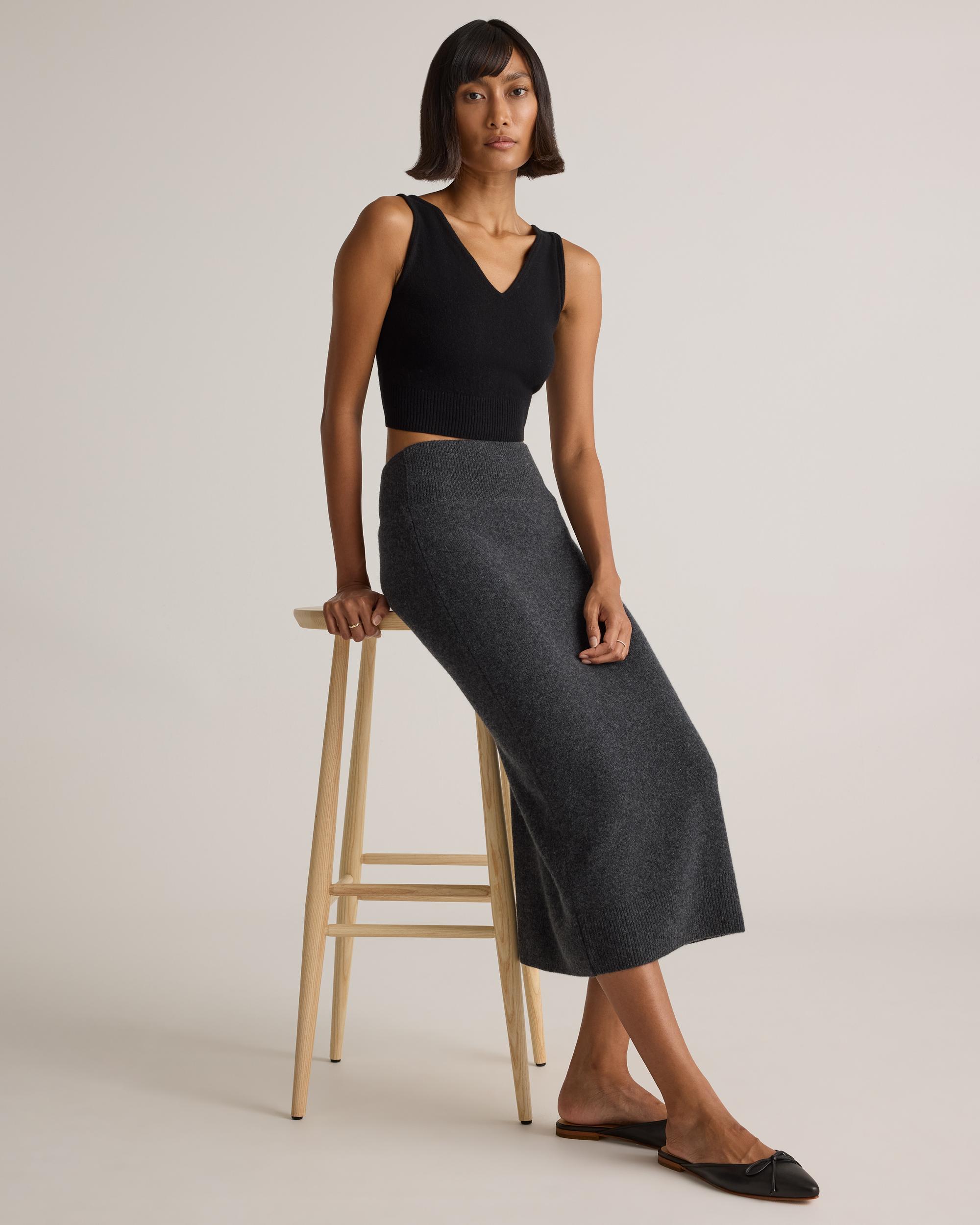 Quince | Women's Mongolian Cashmere Fitted Midi Skirt Product Image