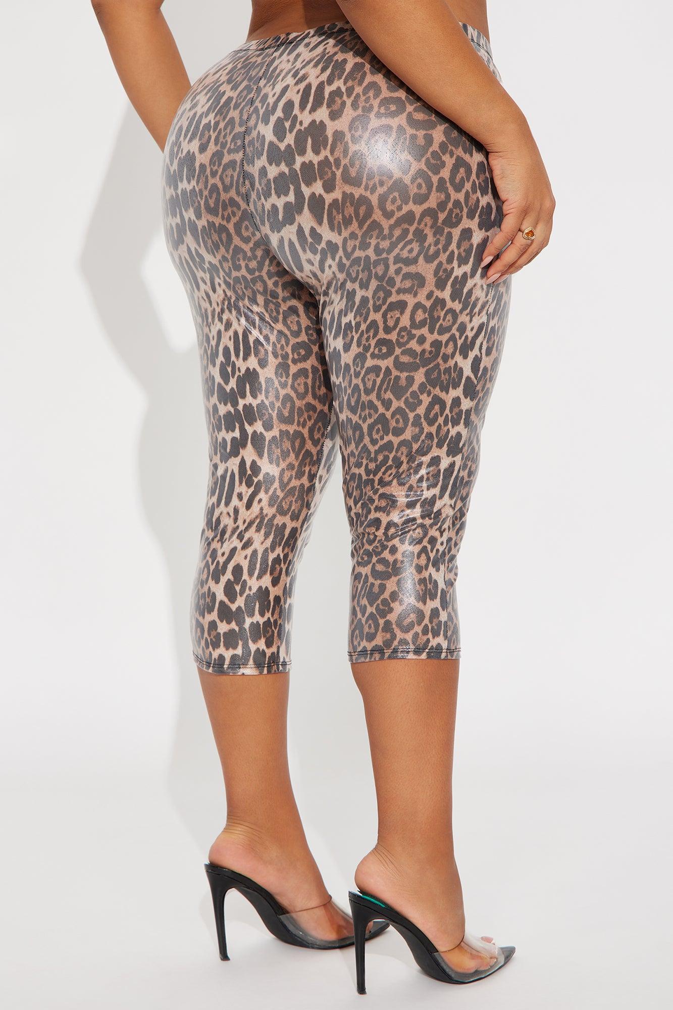 Catch An Attitude Coated Leopard Capri Legging - Leopard Female Product Image