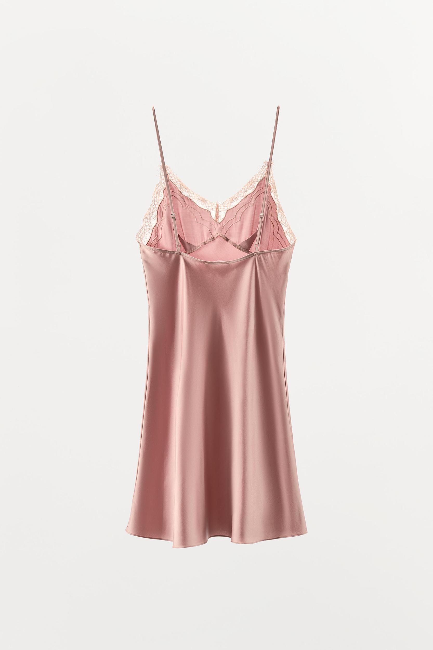 SATIN EFFECT VISCOSE LACE DRESS Product Image