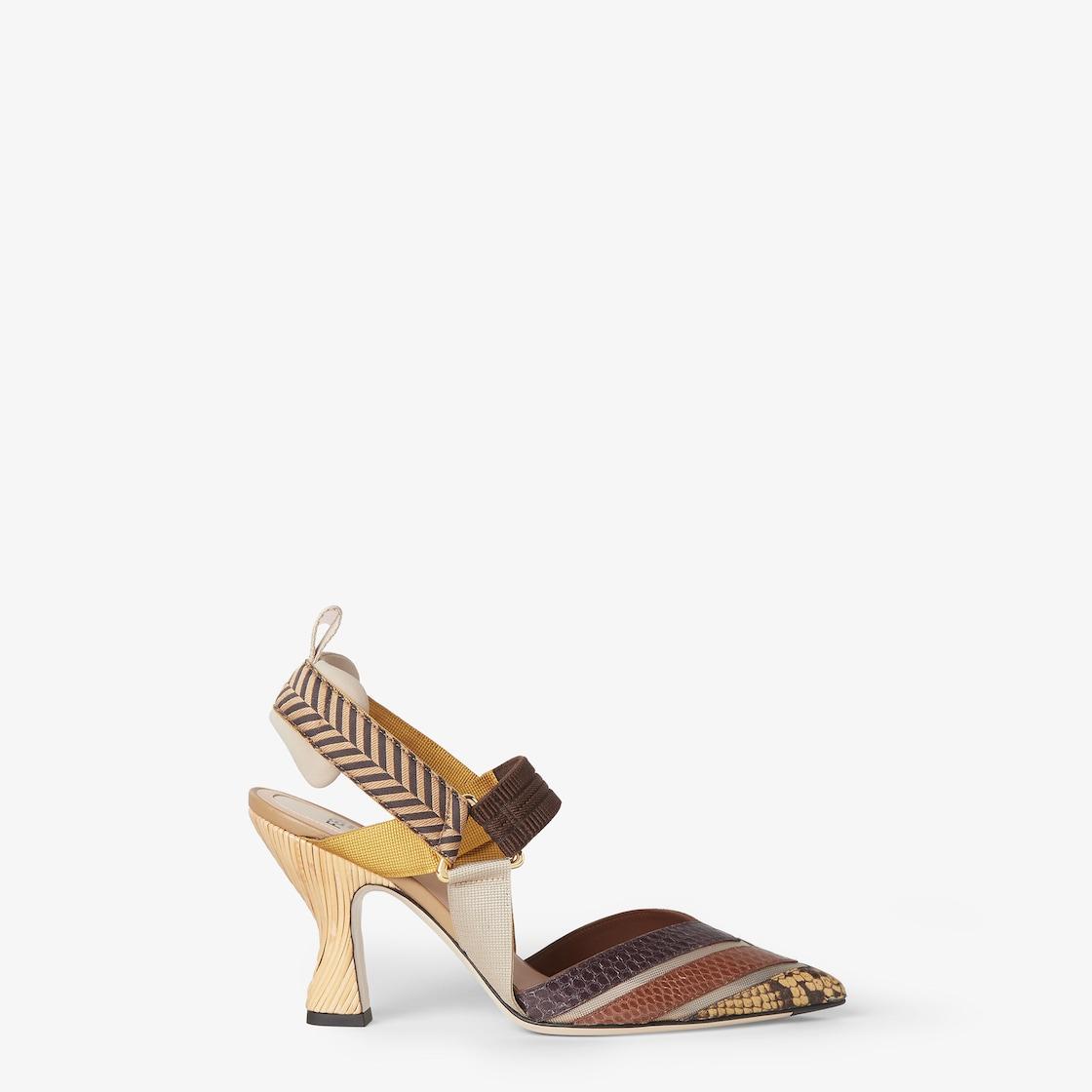 ColibrìHigh-heeled mesh and multicolor ayers leather slingbacks Product Image