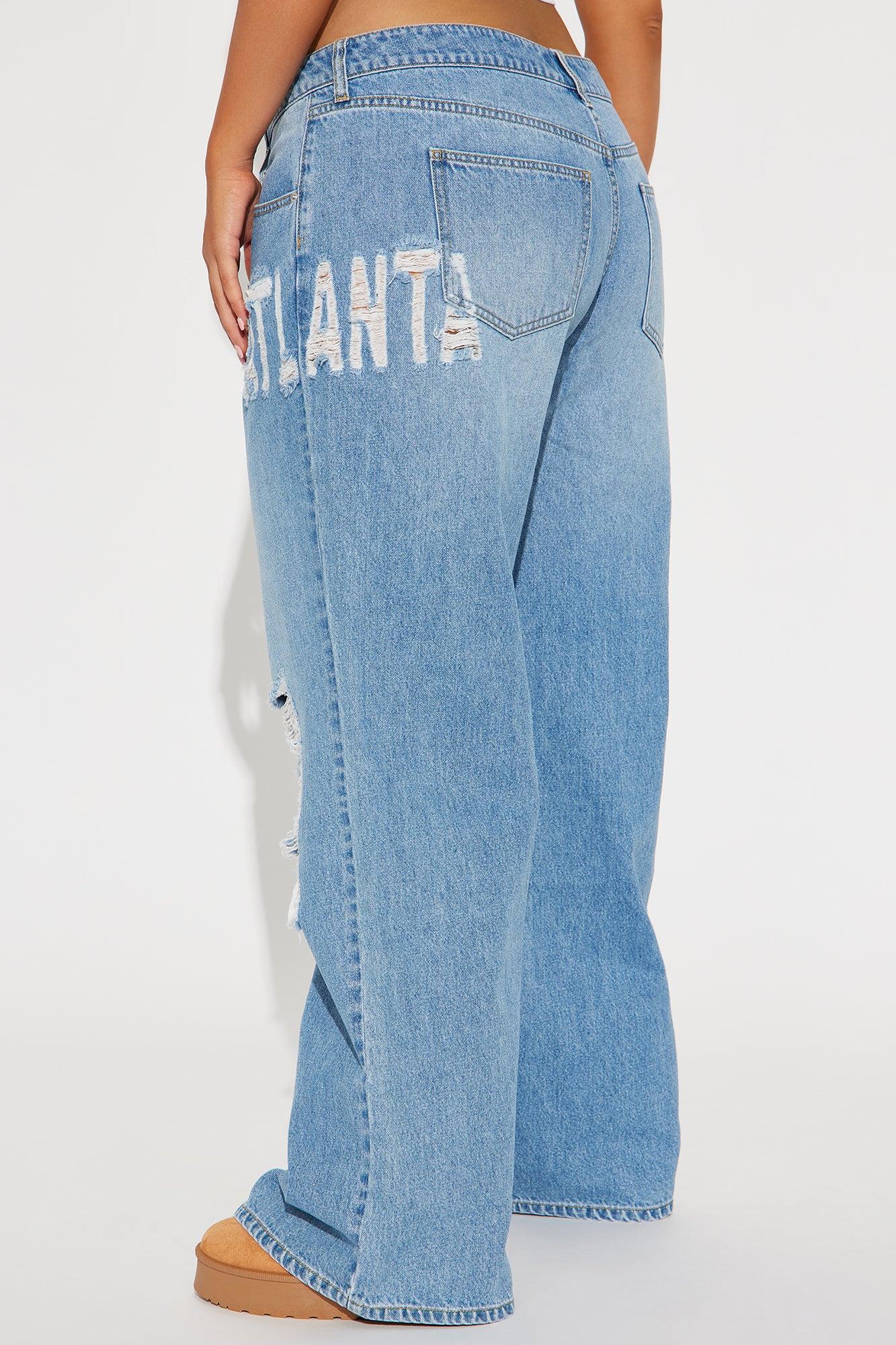 Hometown Honey Atlanta Ripped Baggy Jeans - Medium Wash Product Image
