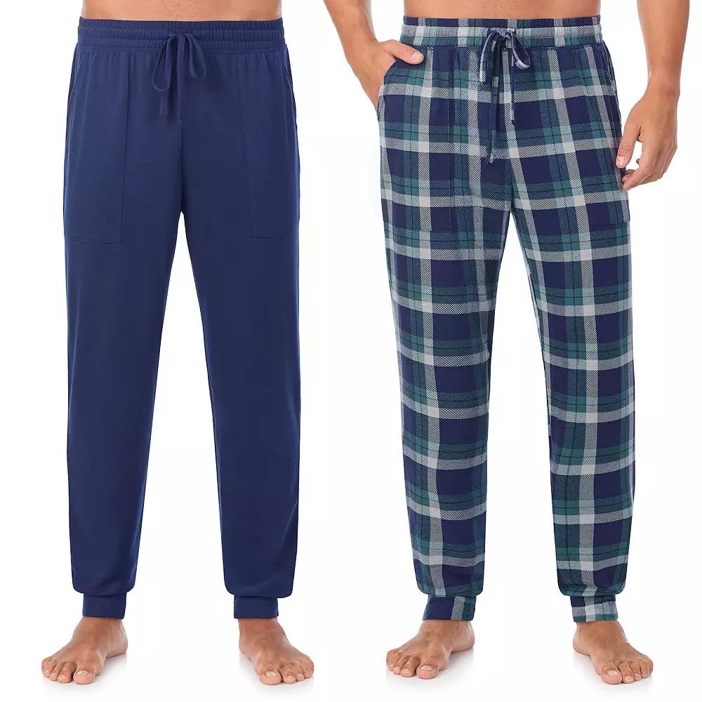 Men's Cuddl Duds® 2-Pack French Terry Cuffed Bottom Pajama Pants Set, Size: Small, Blue Plaid Product Image