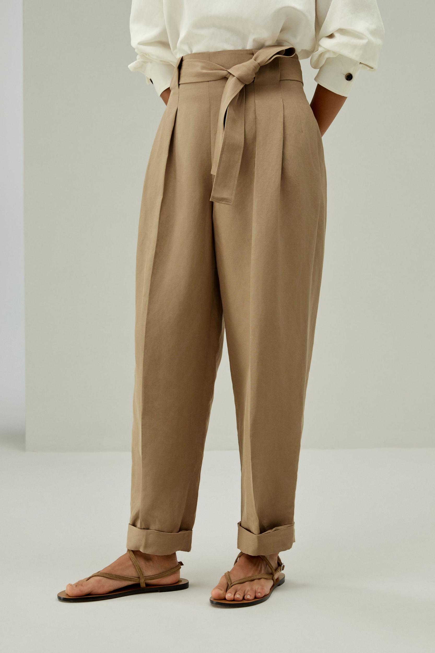 Breathable Silk-Linen Blend Tapered Pants Product Image