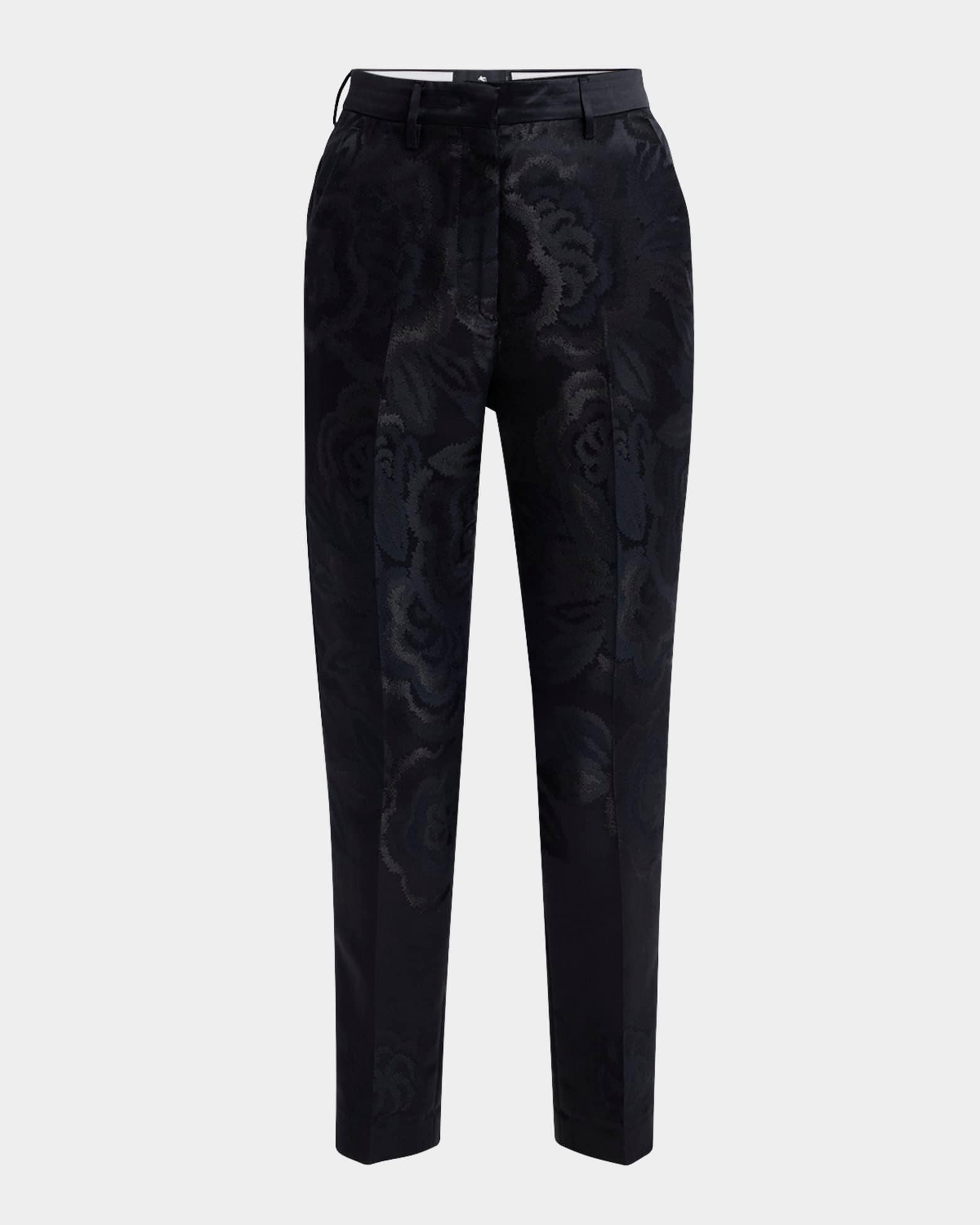 Floral Jacquard Slim-Leg Ankle Pants Product Image