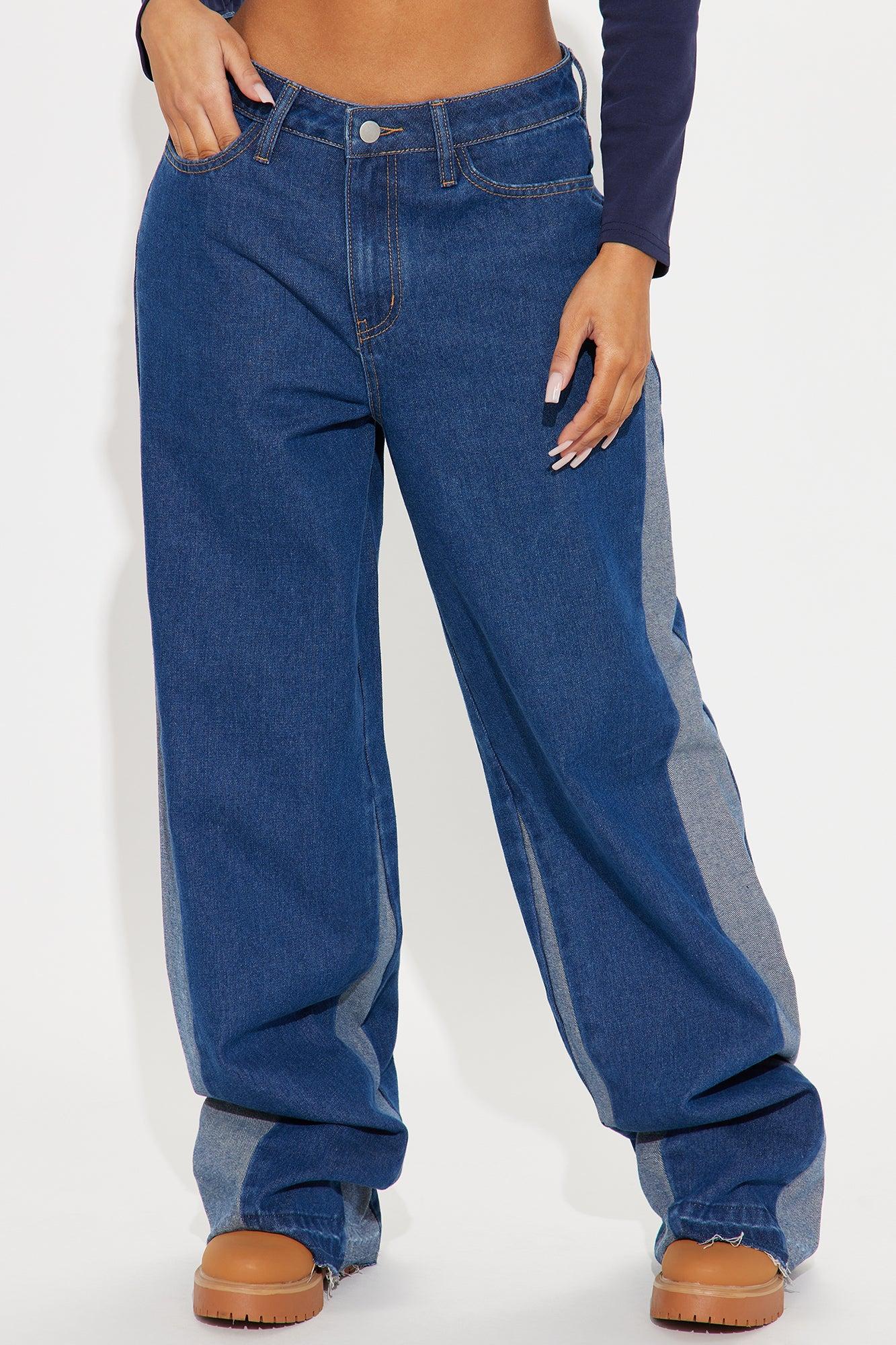 After All This Time Two Tone Baggy Jeans - Medium Wash Product Image