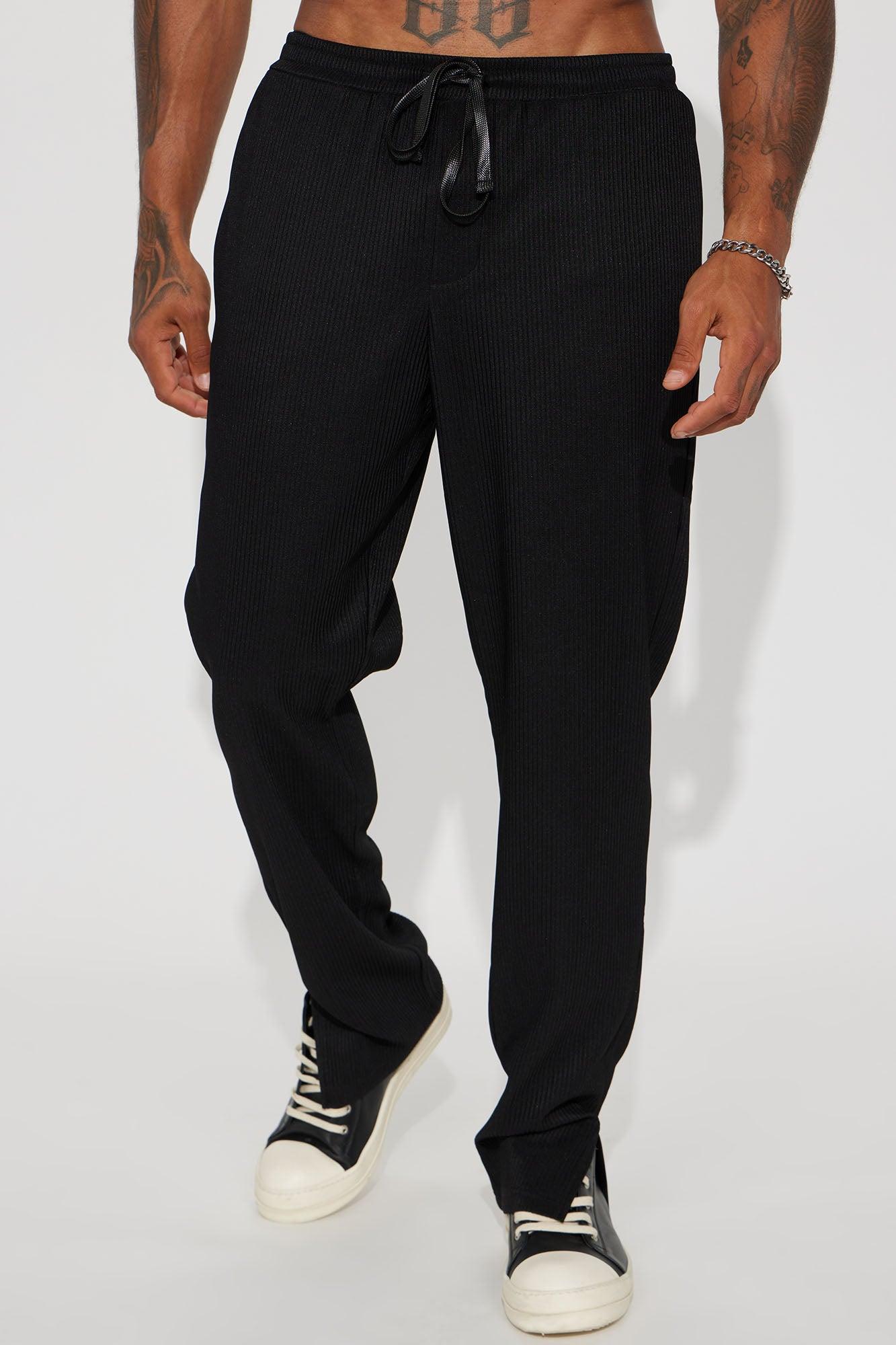 Show Up Slim Slit Pants - Black Product Image