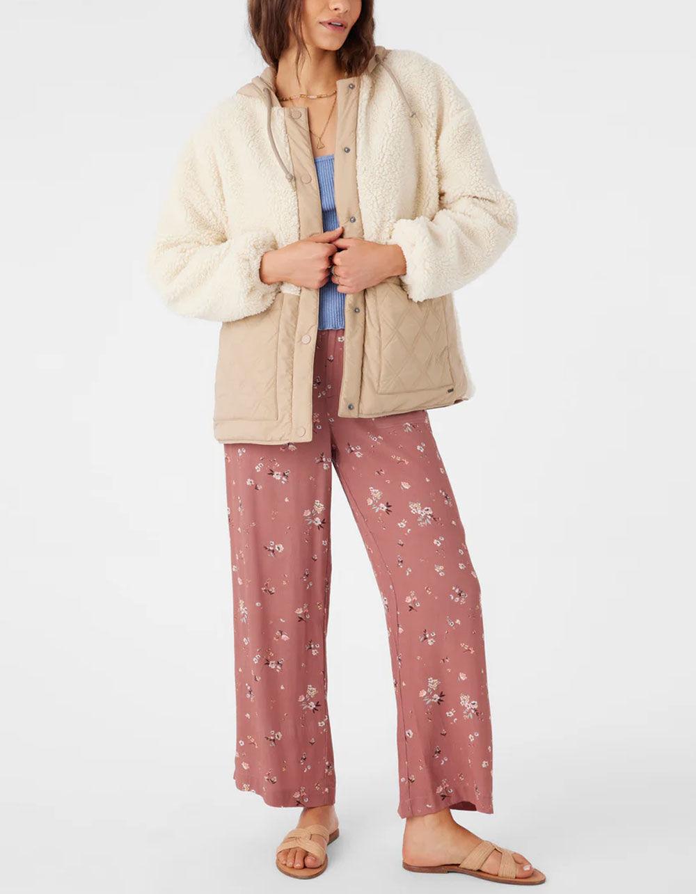 O'NEILL Meena High Pile Womens Quilted Jacket - Cream Combo Product Image