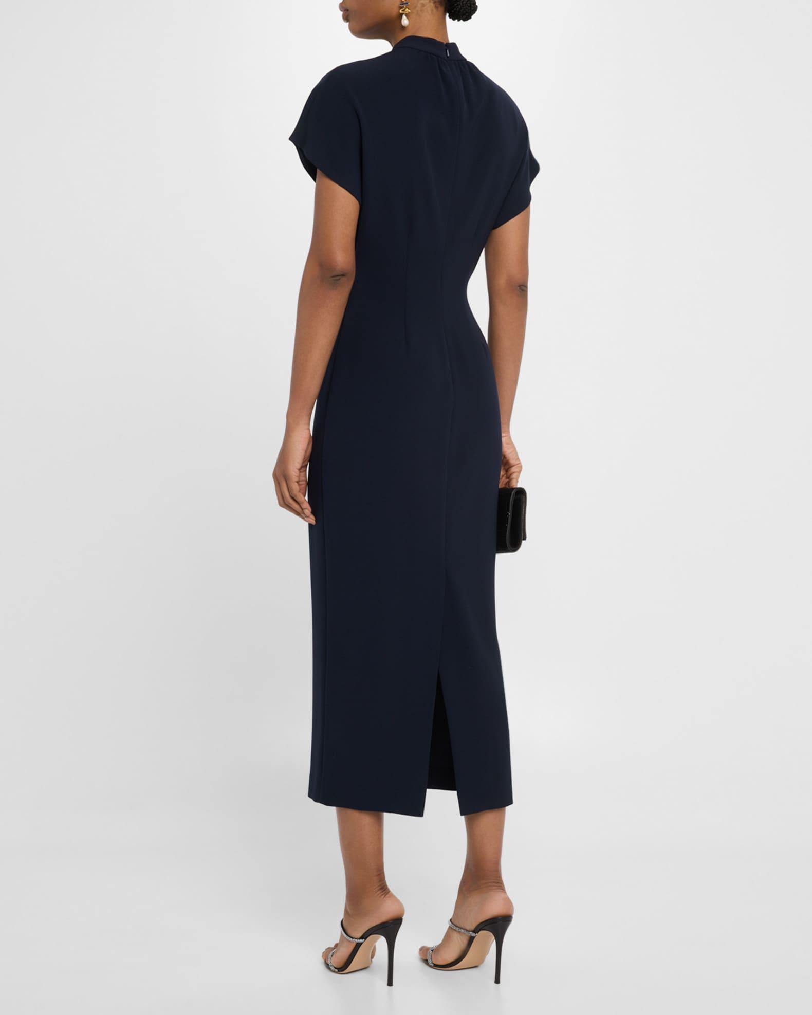 Stella Short-Sleeve Solid Crepe Midi Dress Product Image