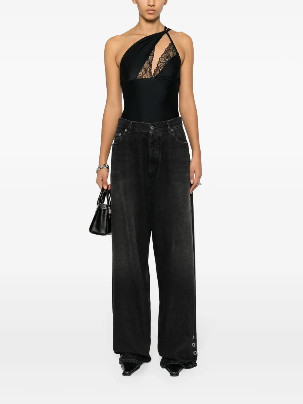 lace-detailing asymmetric bodysuit Product Image