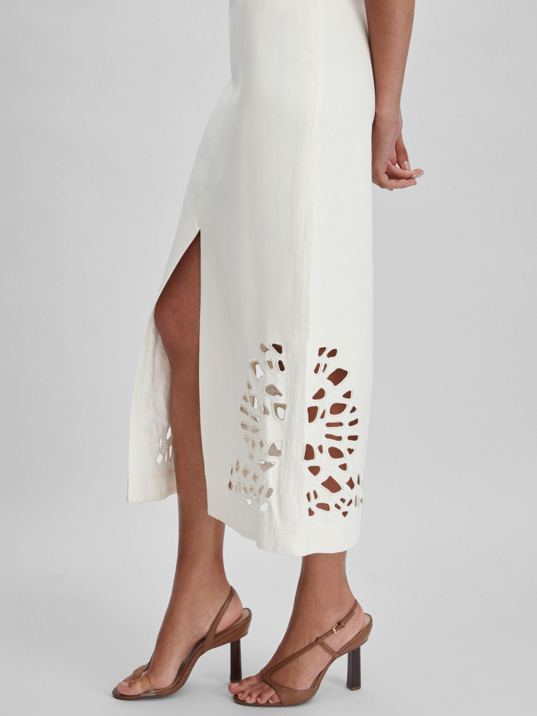 Acler Linen Blend Cut-Out Midi Dress in Ivory Product Image