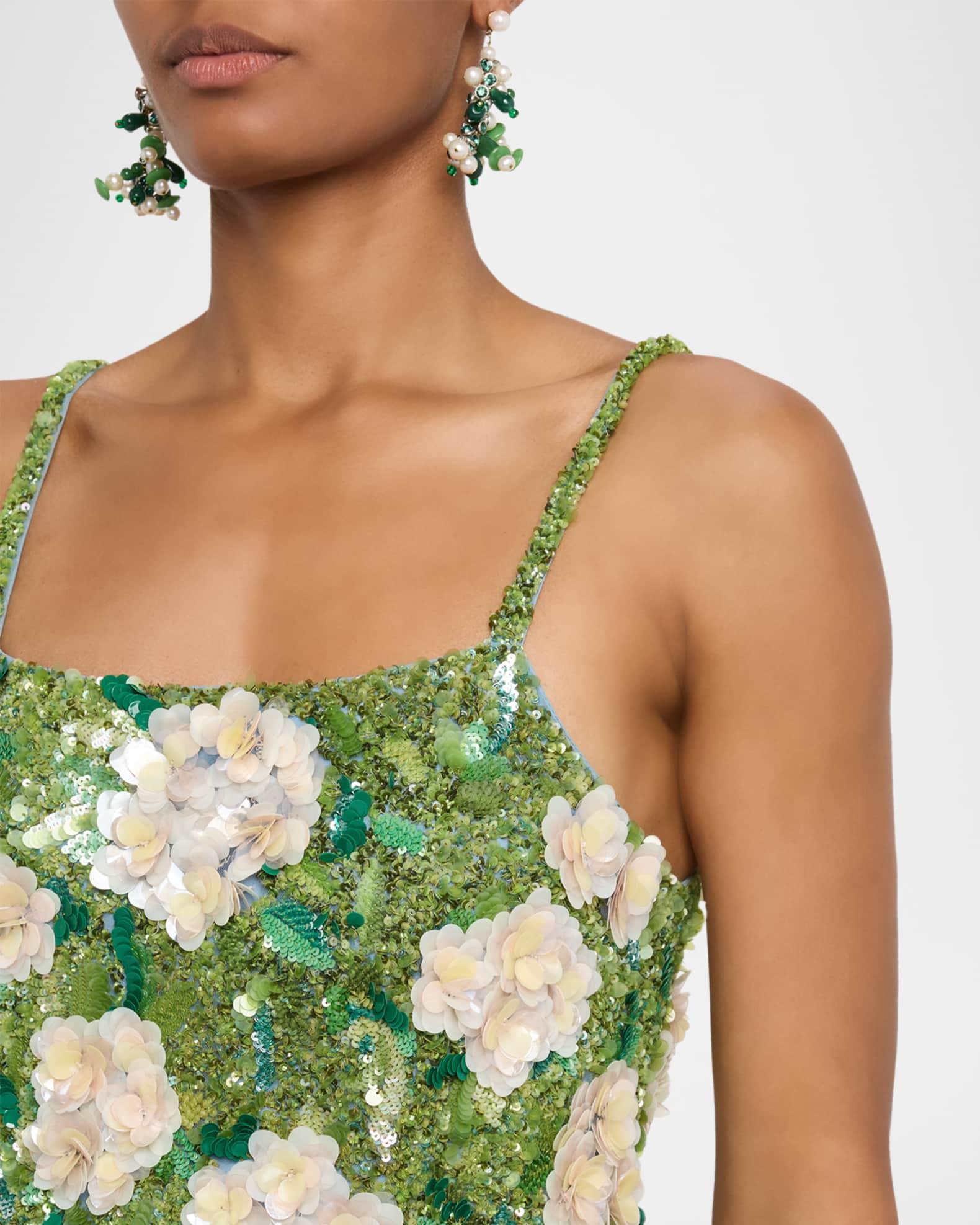 Hand Embellished Hydrangea Midi Cocktail Dress Product Image