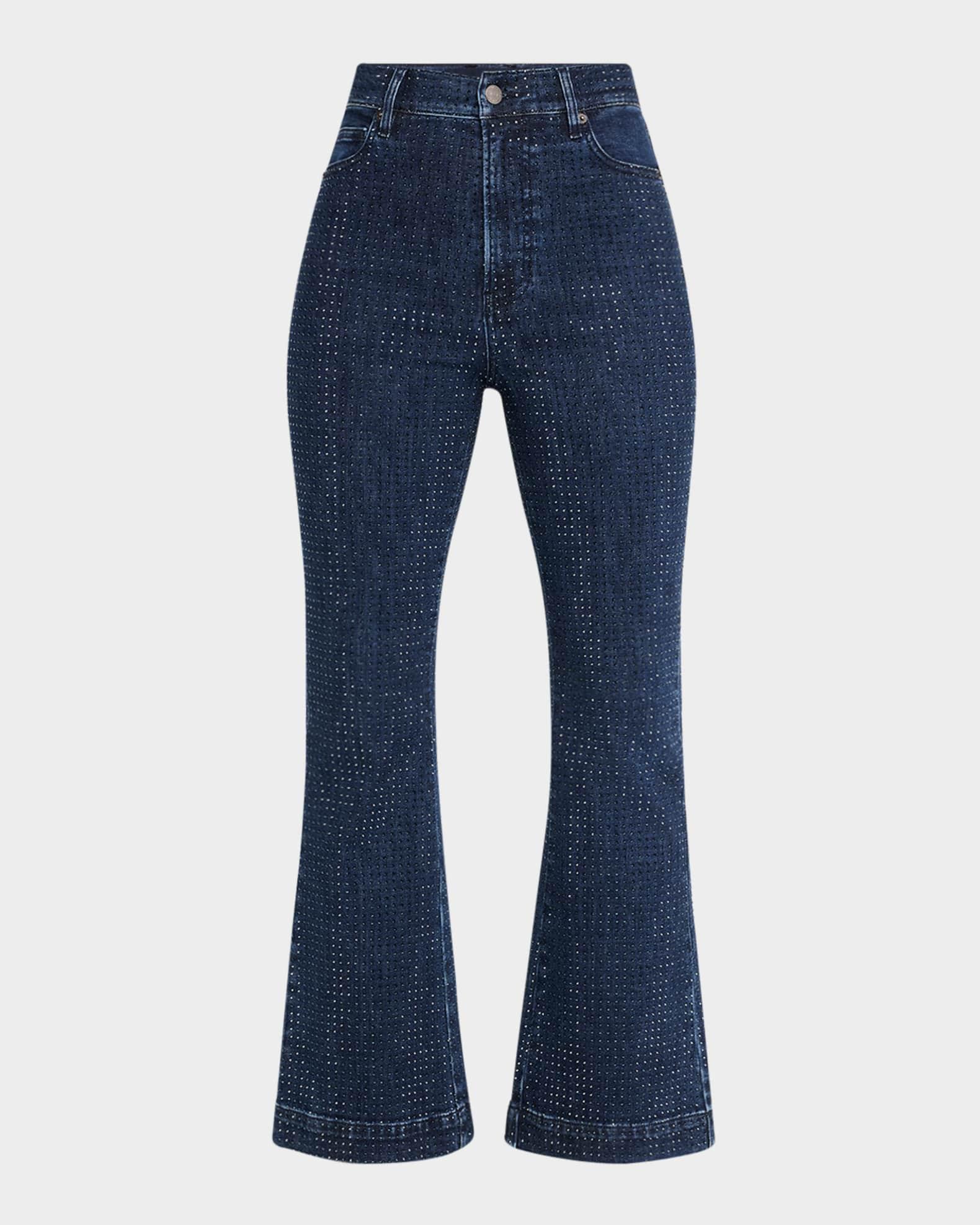 Carson High-Rise Ankle Flare Rhinestone Jeans Product Image