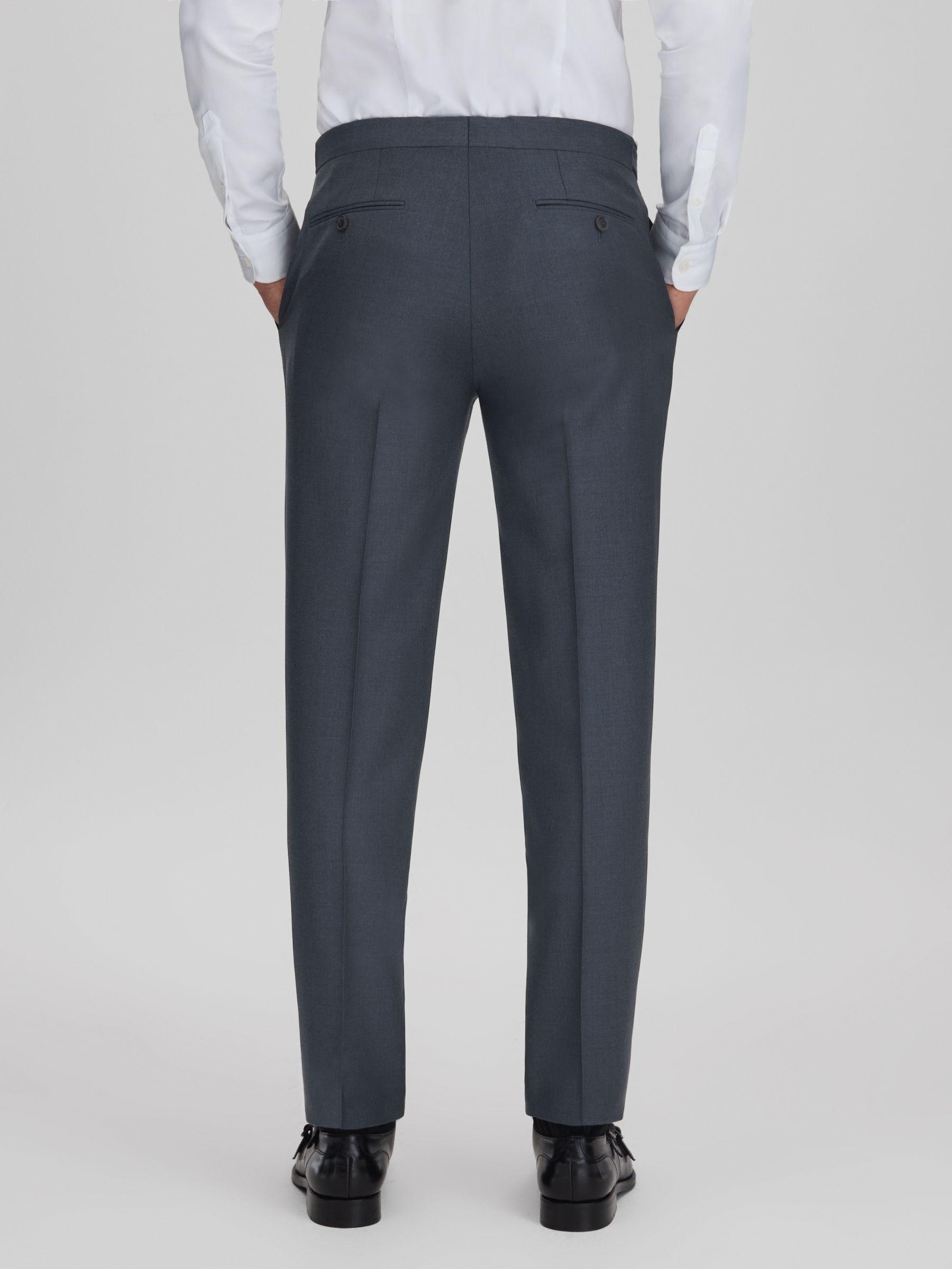 Slim Fit Wool Side Adjuster Trousers in Airforce Blue Product Image
