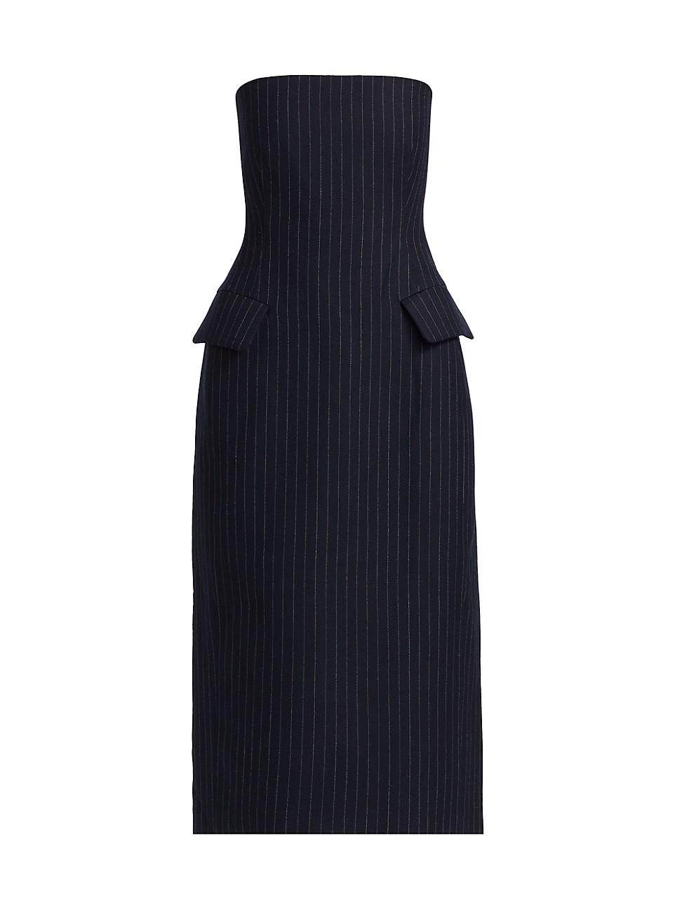 Womens Pinstriped Tailored Bustier Dress Product Image