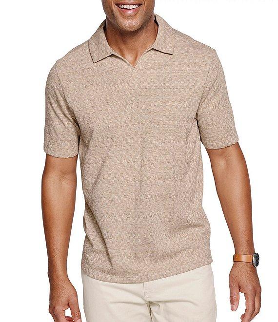 Johnston & Murphy Basketweave Johnny Collar Short Sleeve Polo Shirt Product Image