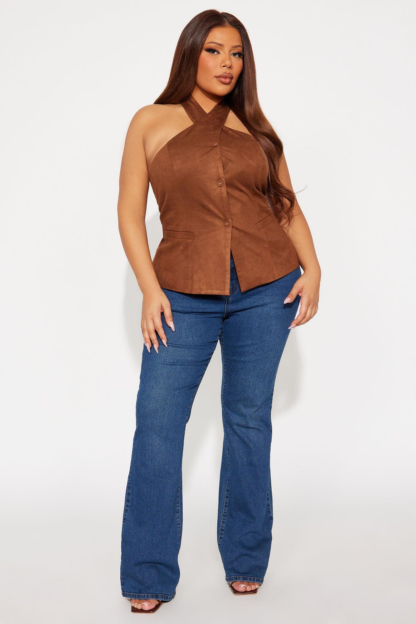 Classic Cutie Faux Suede Vest  - Brown Female Product Image