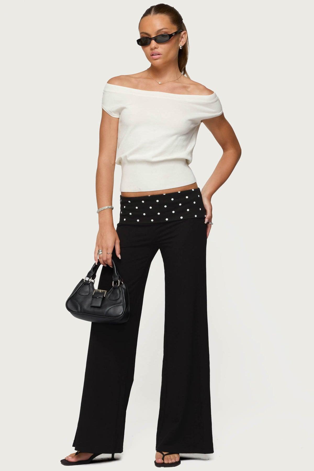 Reeva Polka Dot Fold Over Pants Product Image