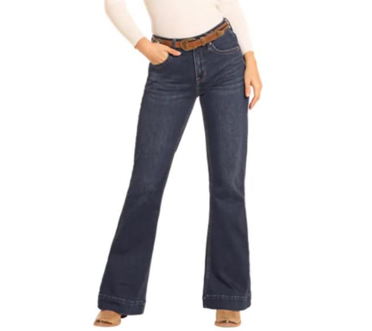 SALE Rock & Roll Denim® Ladies' HR Dark Wash Welt Pocket Trouser Jeans Product Image