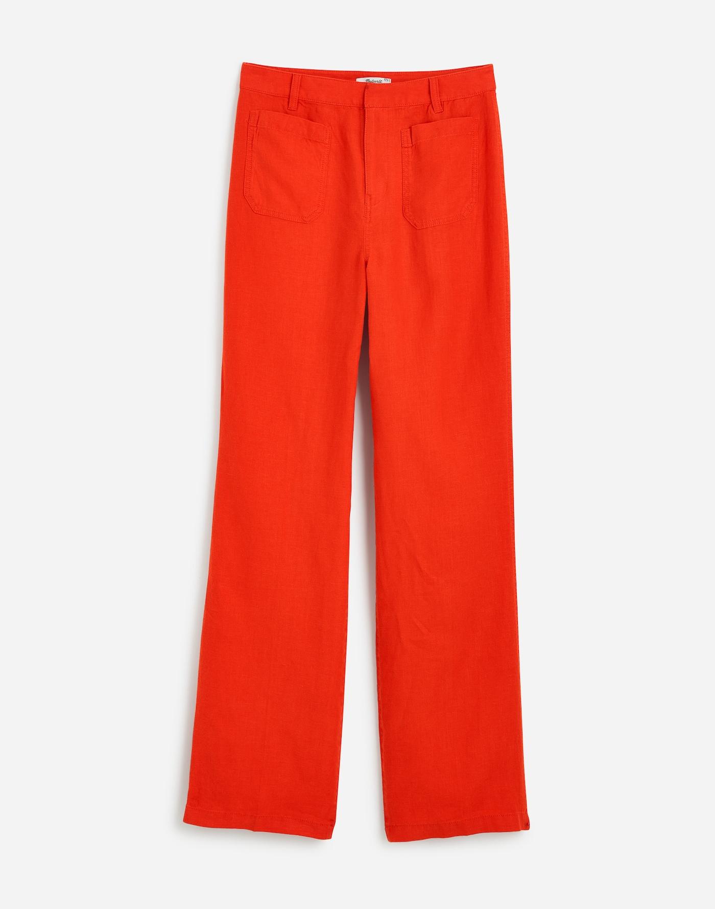 Patch Pocket Flare Pant in 100% Linen Product Image