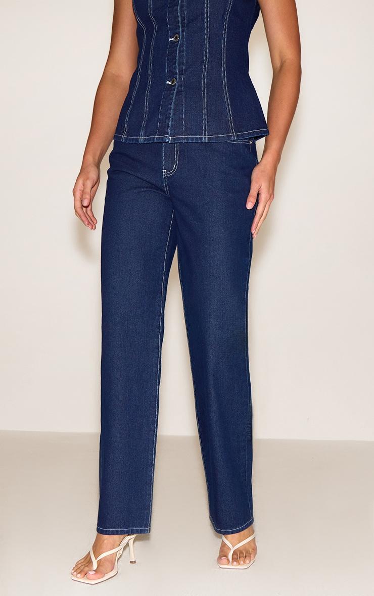 Tall Indigo Mid Rise Wide Leg Jean Product Image