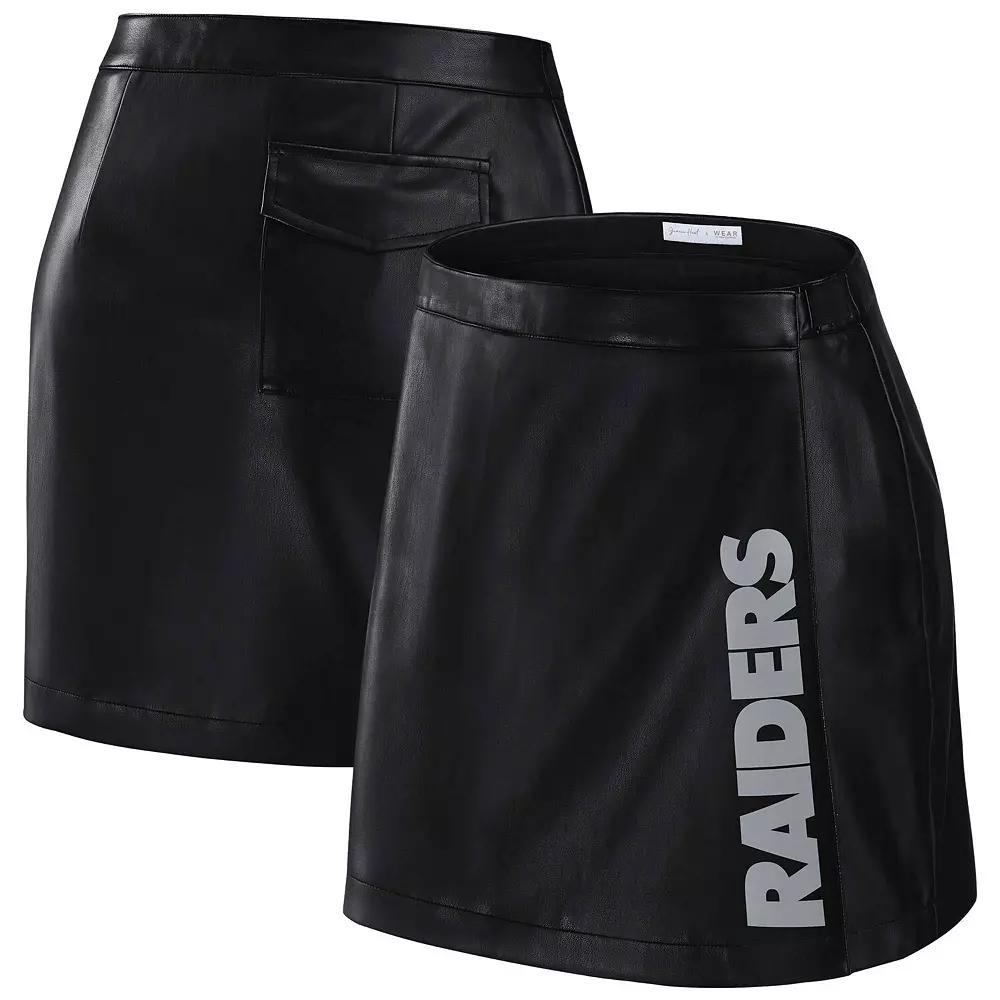 Women's WEAR by Erin Andrews x Gracie Hunt Black Las Vegas Raiders Wrap Skirt,  Product Image